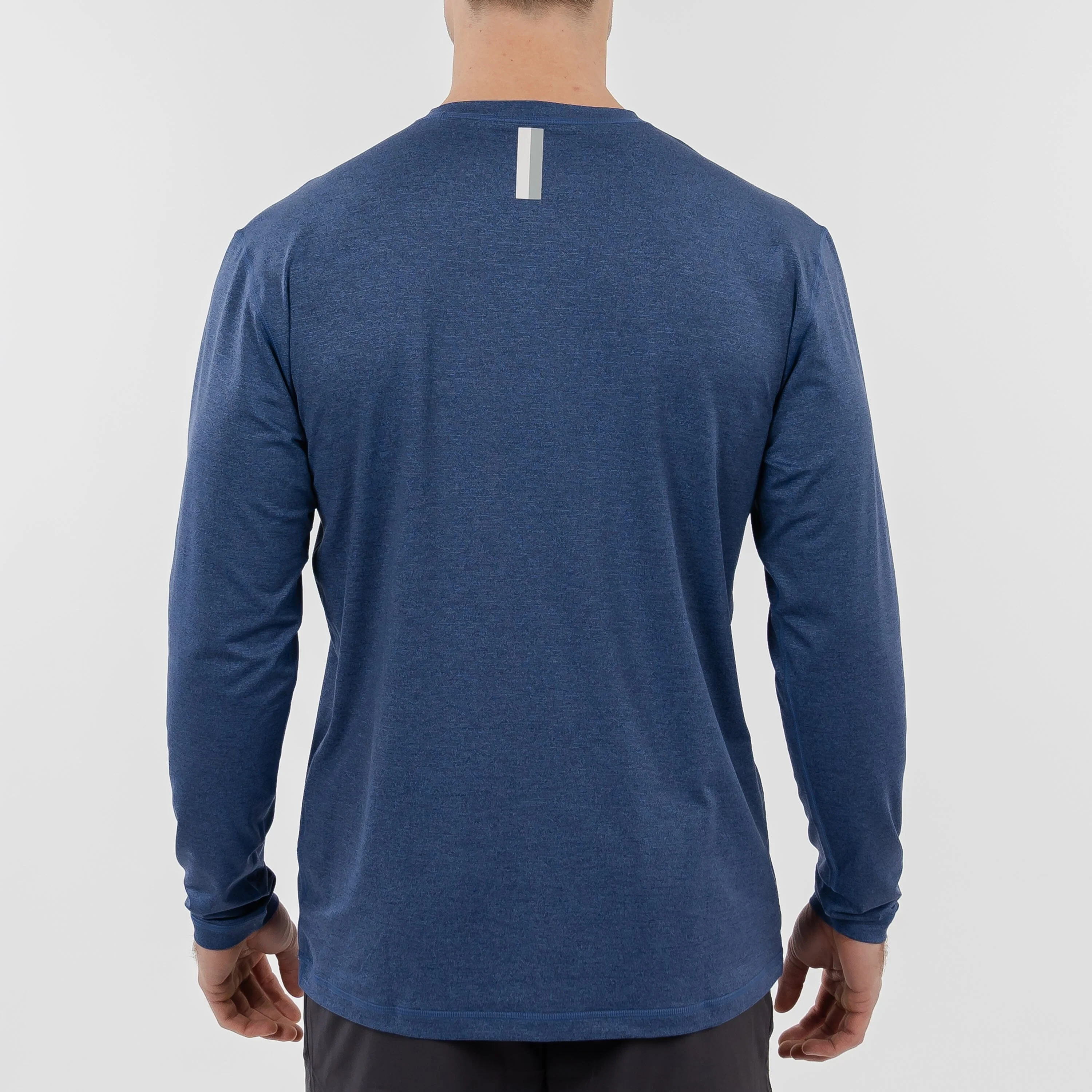 Blitz Tech Long Sleeve Tee | Heather - Deep Navy/Short Stop Blue - Image 3