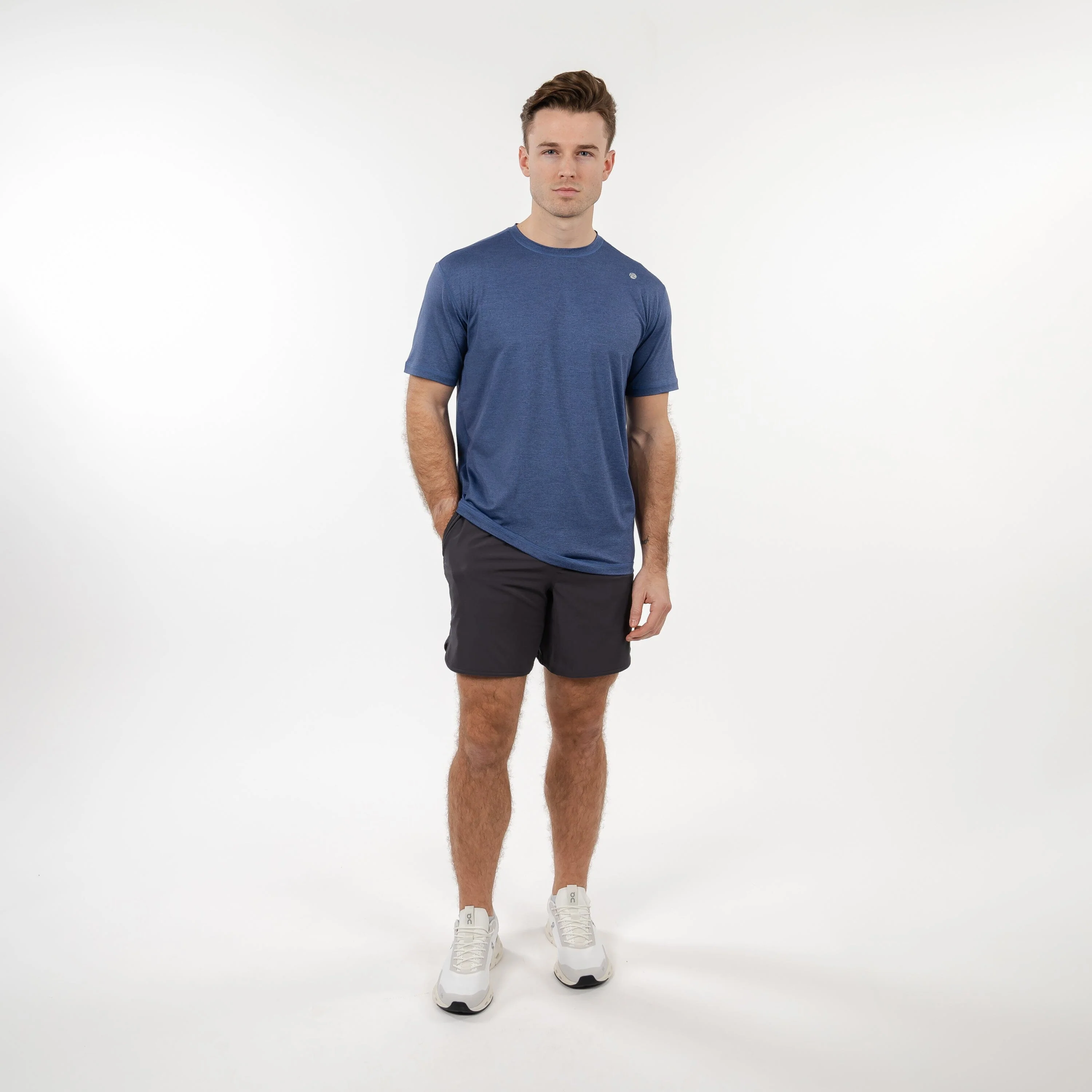 Blitz Tech Tee | Heather - Deep Navy/Short Stop Blue - Image 5