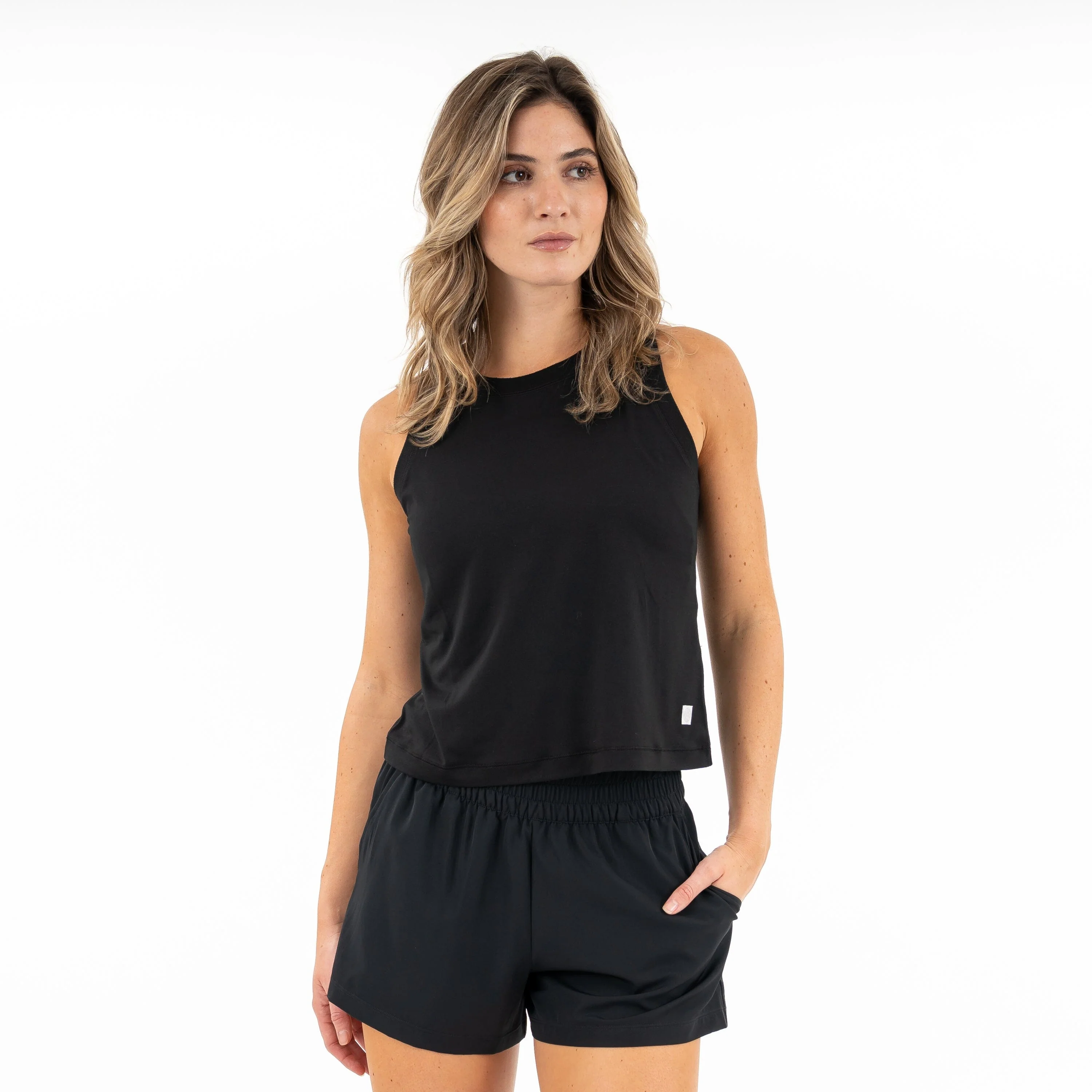 Drift Performance Crop Tank | Solid - Midnight Black - Image 3