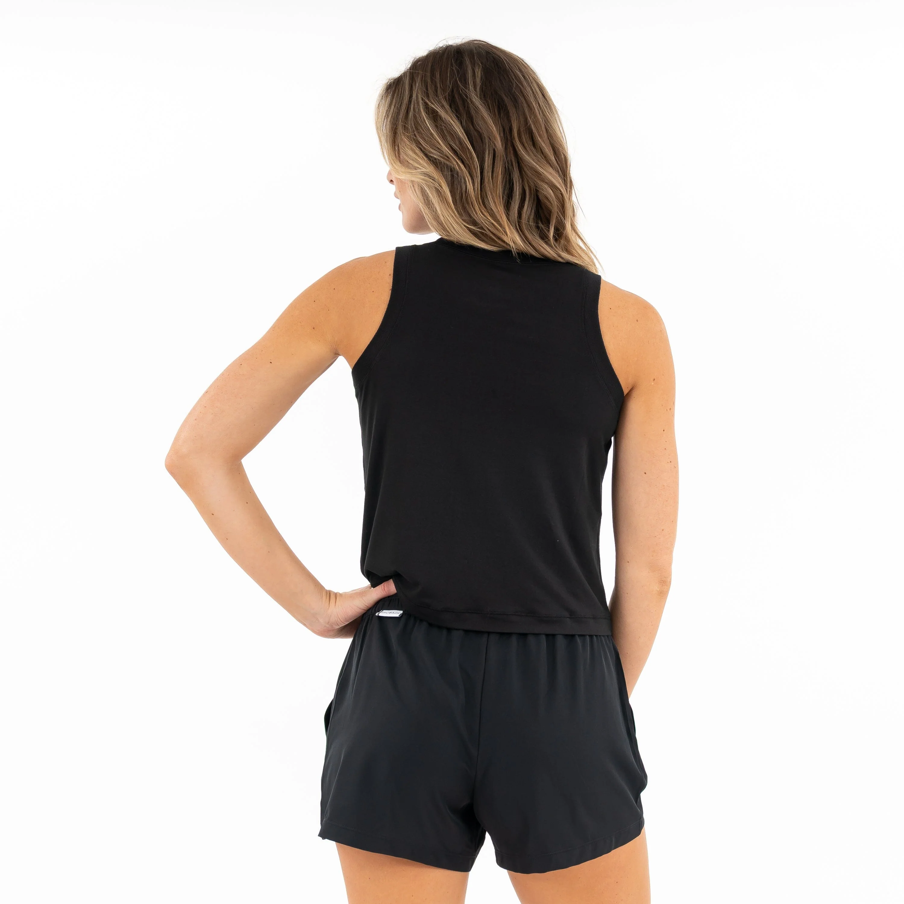 Drift Performance Crop Tank | Solid - Midnight Black - Image 4