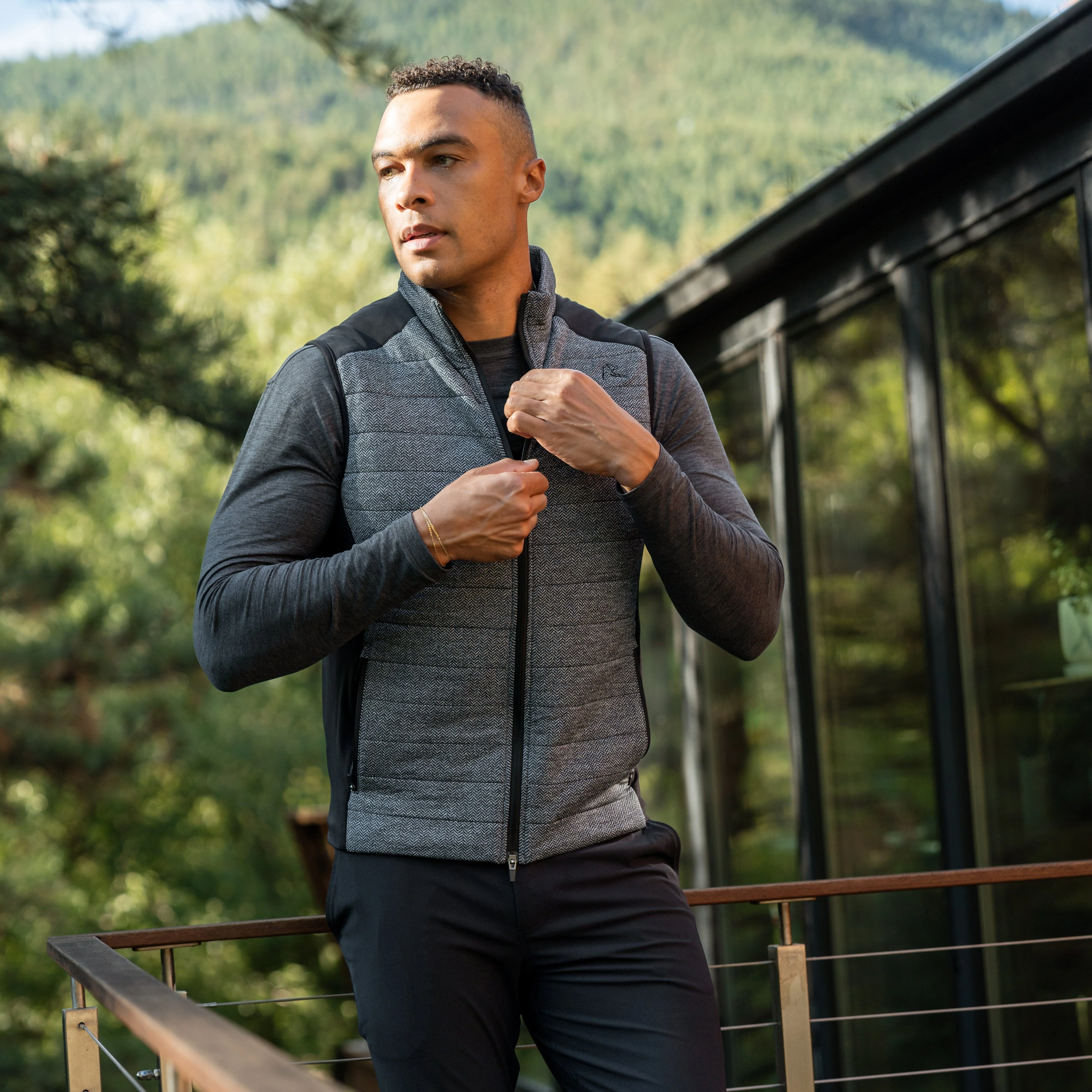 Fulton Performance Vest | The Herringbone - Black/White - Image 8