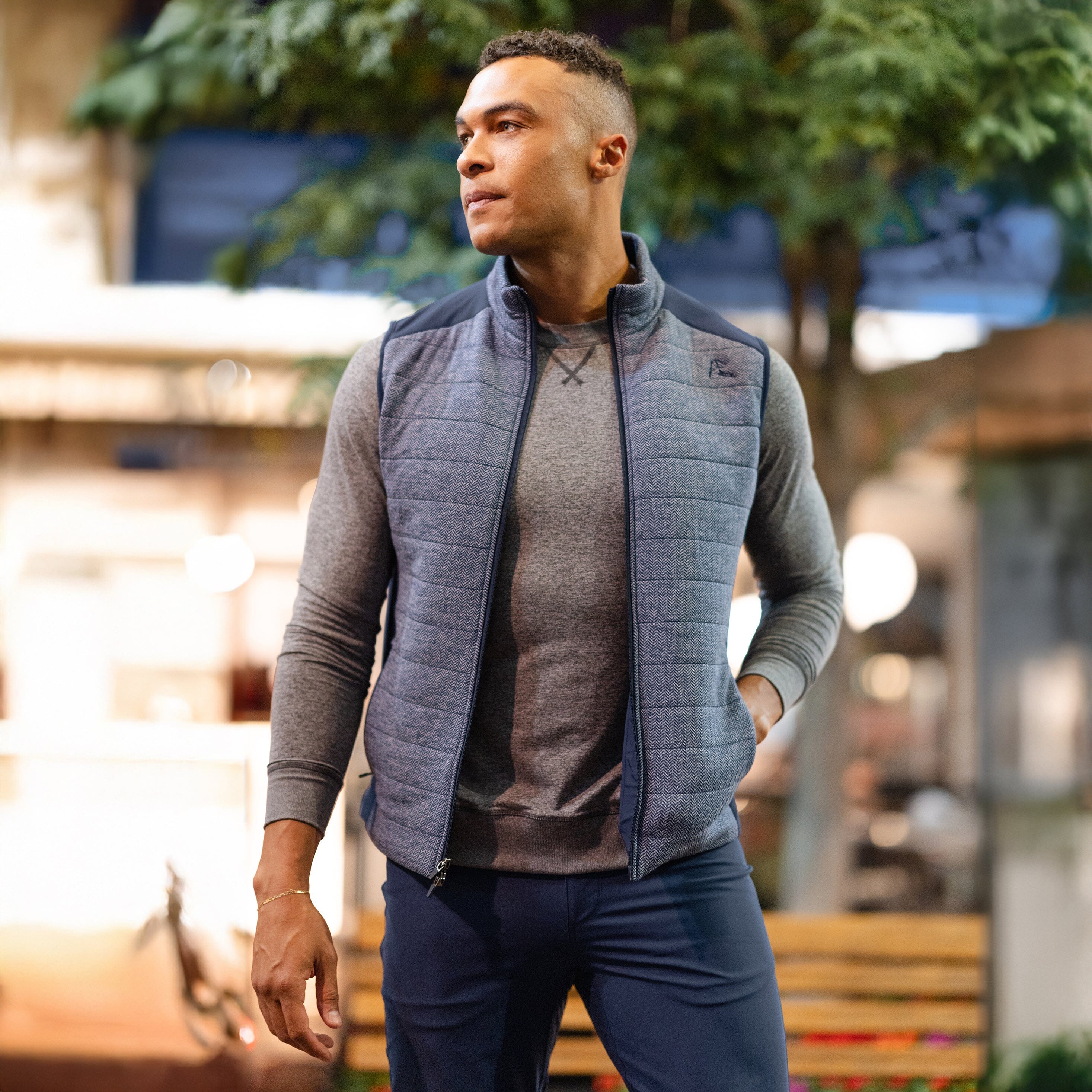 Fulton Performance Vest | The Herringbone - Fleet Navy/White - Image 8