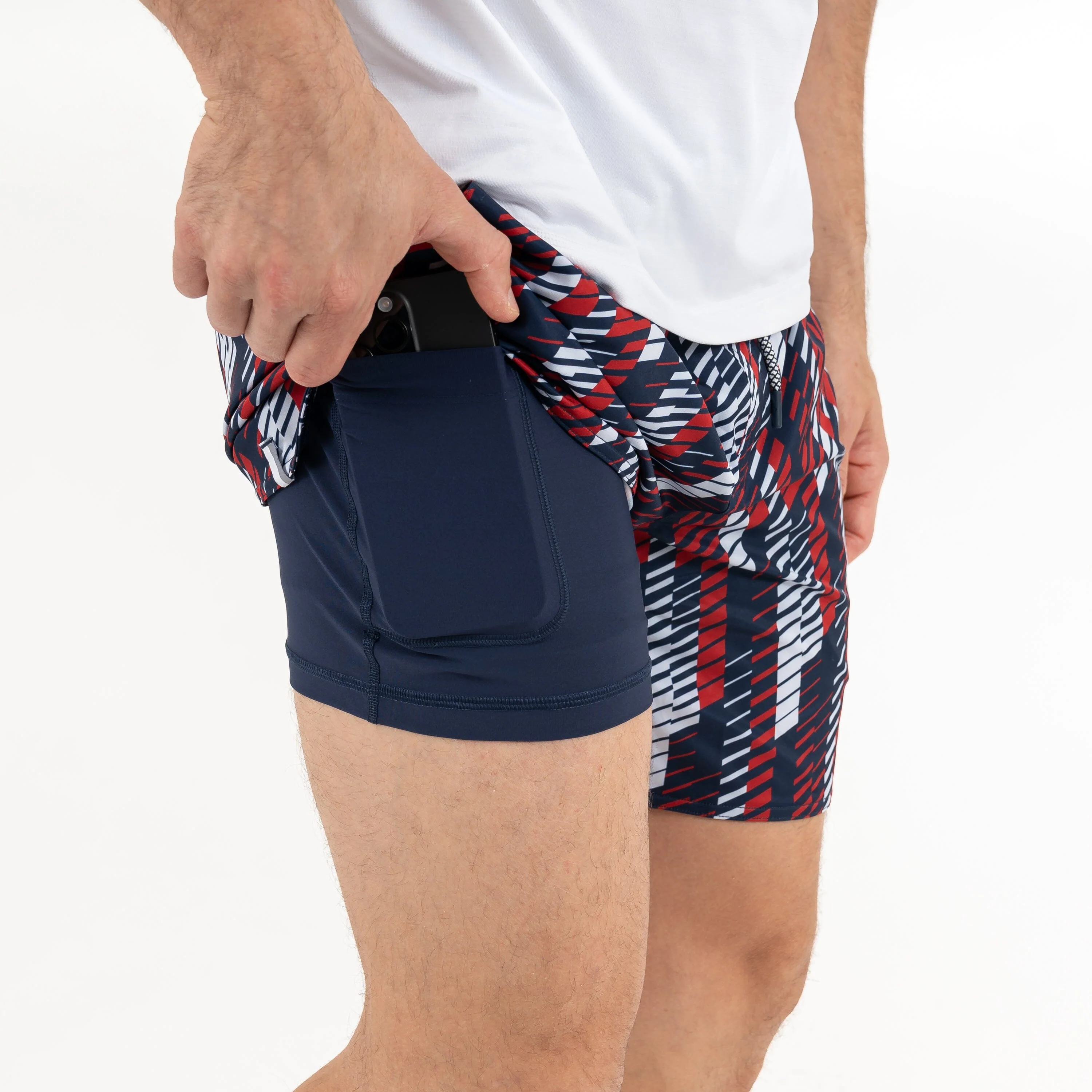 Grit Gym Short - 7" | The Strike - Fleet Navy/Cardinal Red - Image 5