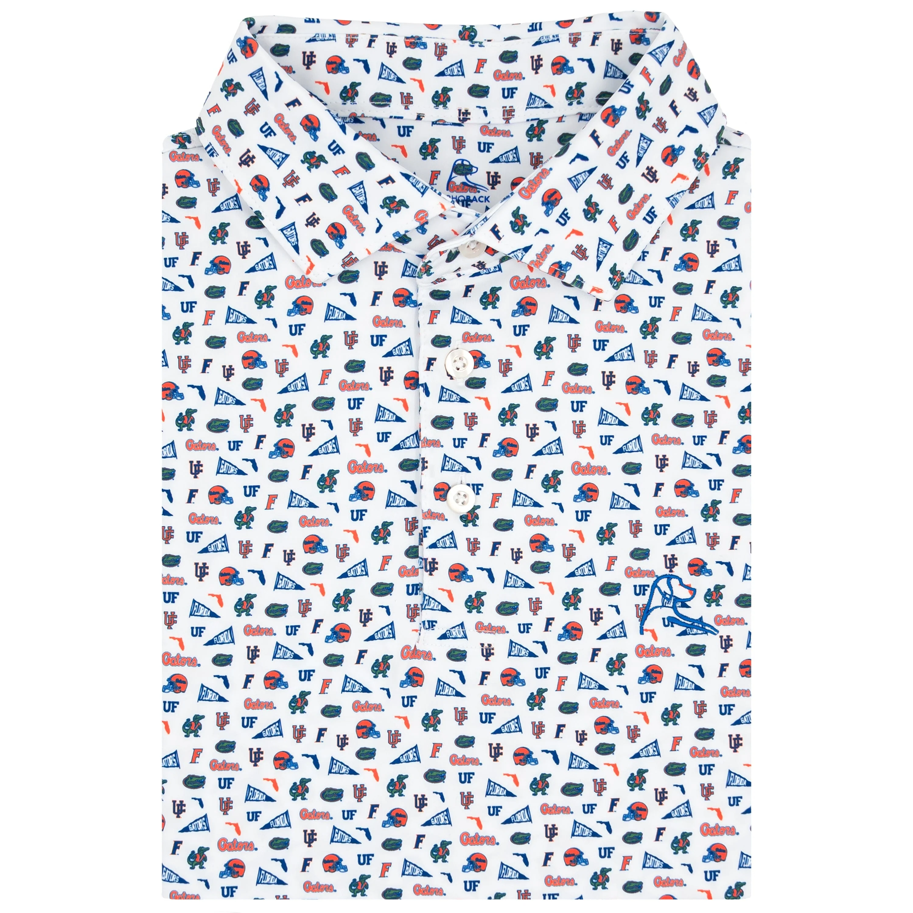 The Florida Gameday | Collegiate Polo | The Florida Gameday - White/Ocean Blue
