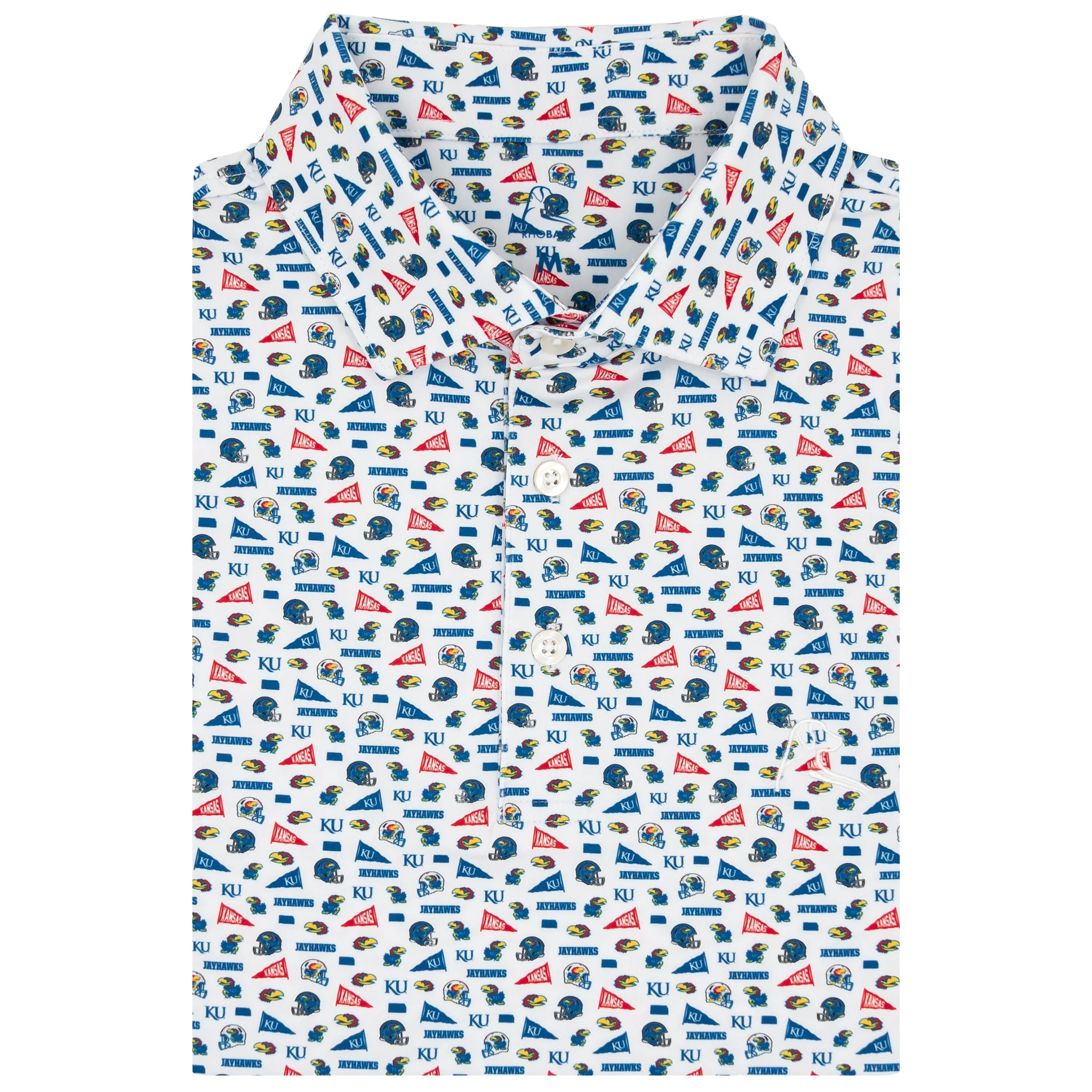The Kansas Gameday | Collegiate Polo | The Kansas Gameday - White/Azure Blue