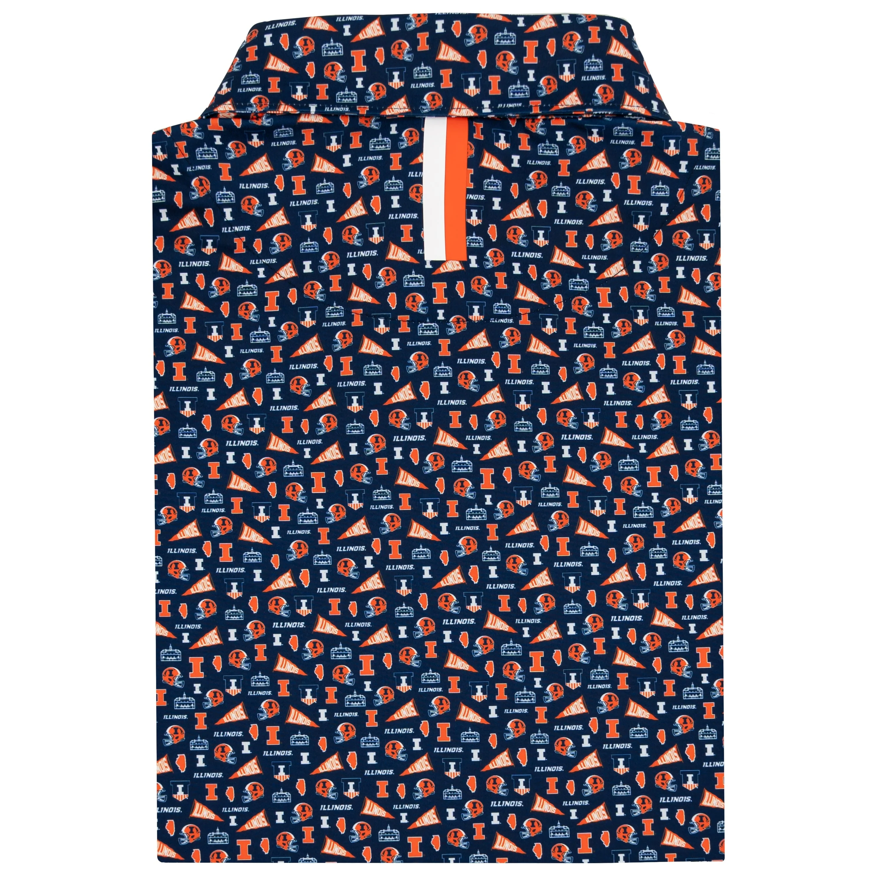 The Illinois Gameday | Collegiate Polo | The Illinois Gameday - Indigo Blue/Orange Burst - Image 2
