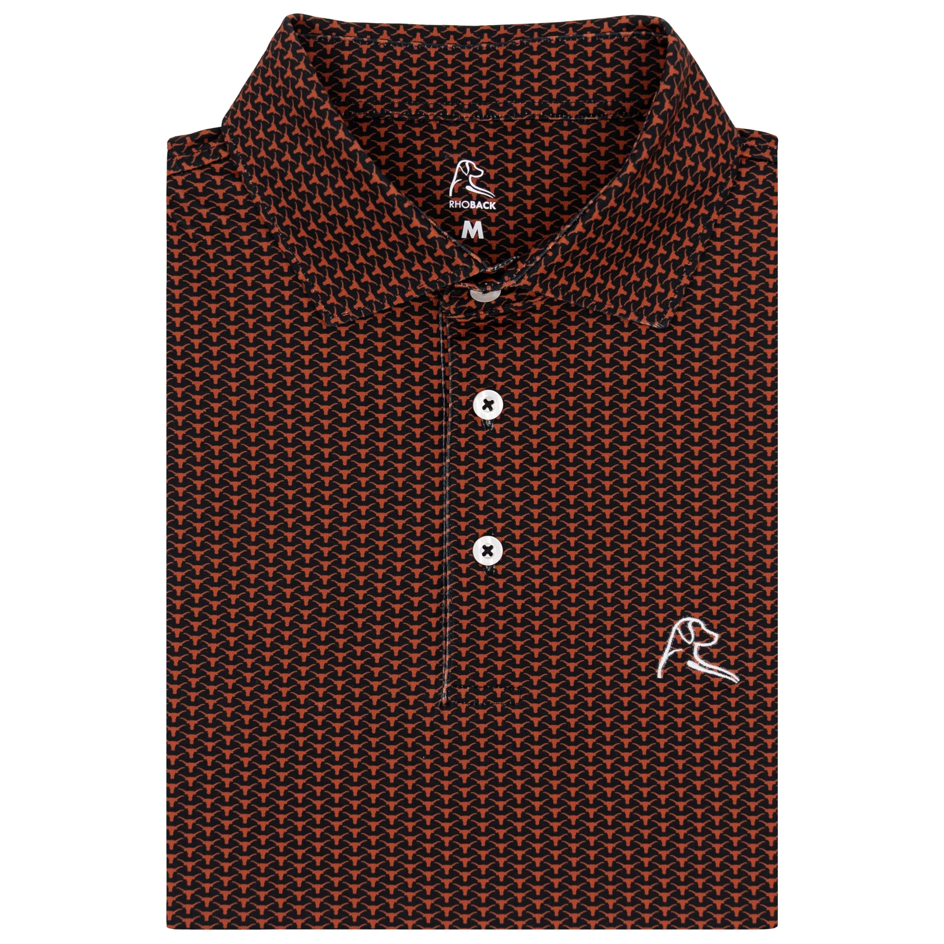 The Texas Horns | Collegiate Polo | The Texas Horns - Black/Rust Orange