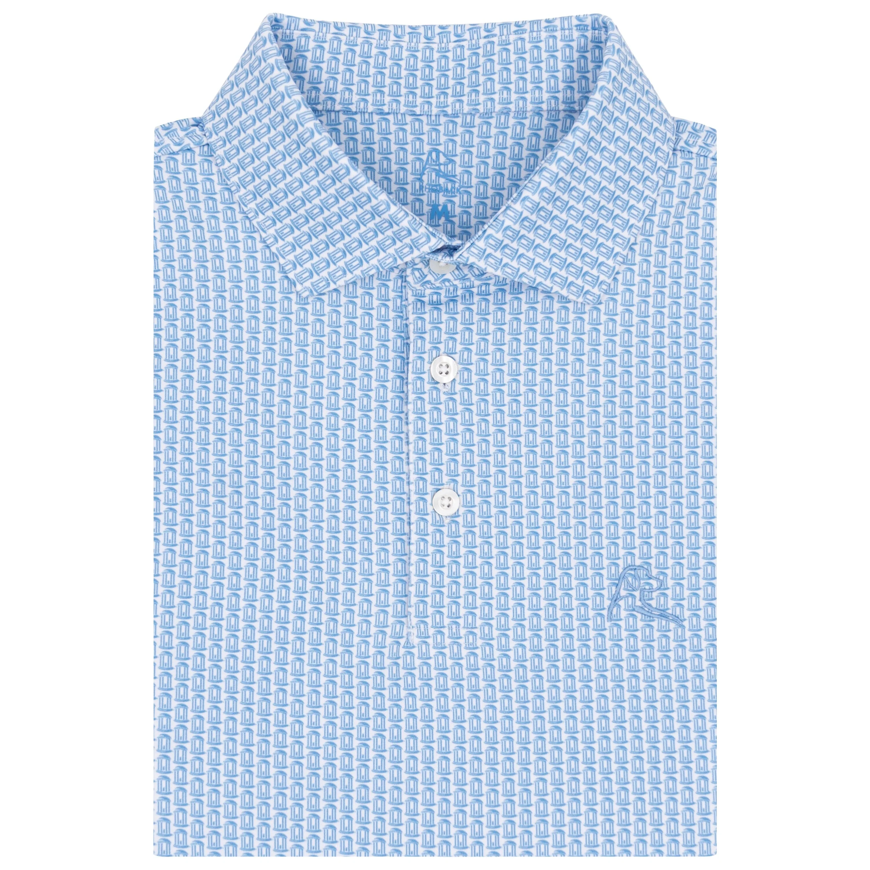 The UNC Old Well | Collegiate Polo | The UNC Old Well - White/Powder Blue