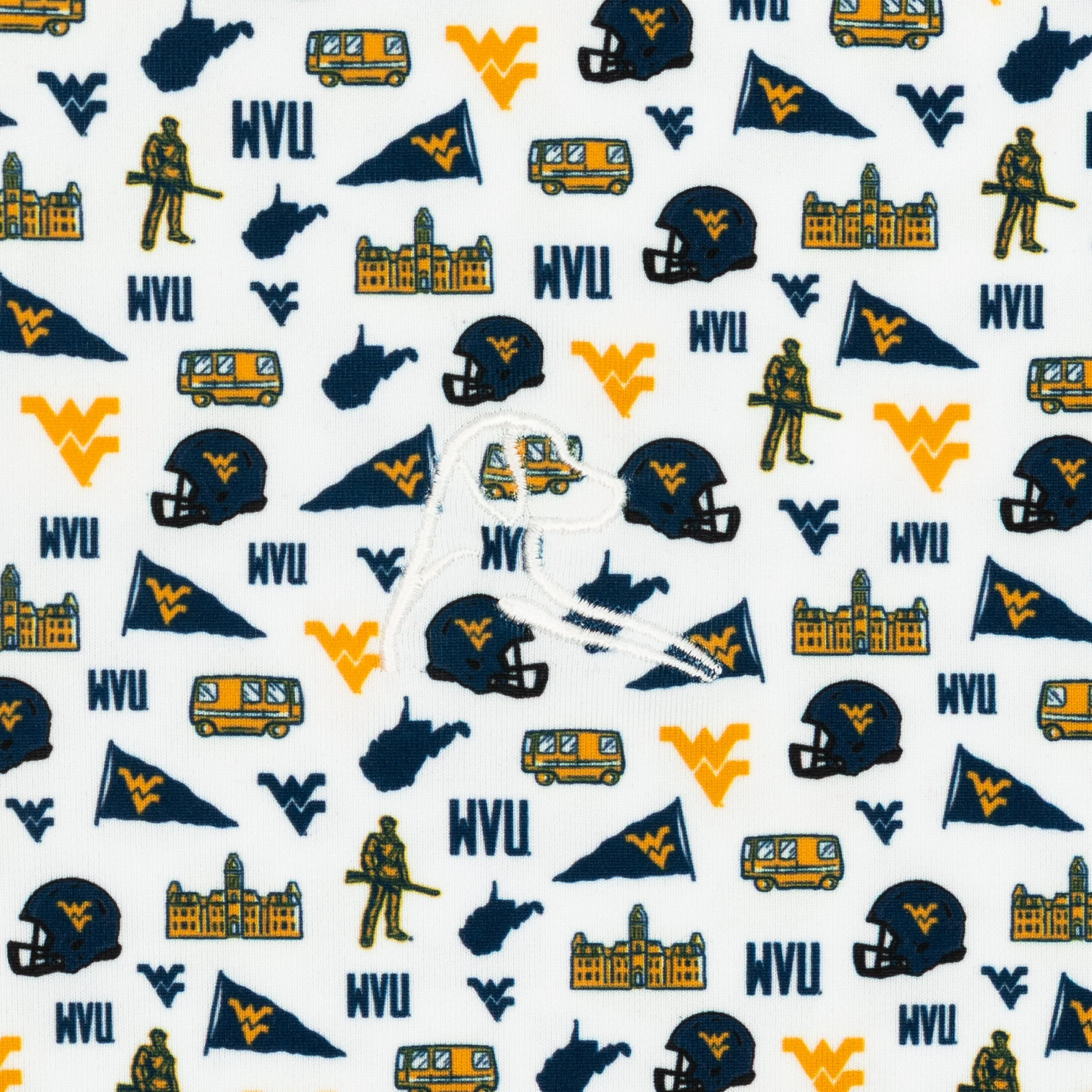 The West Virginia Gameday | Collegiate Polo | The West Virginia Gameday - White/Indigo Blue - Image 3