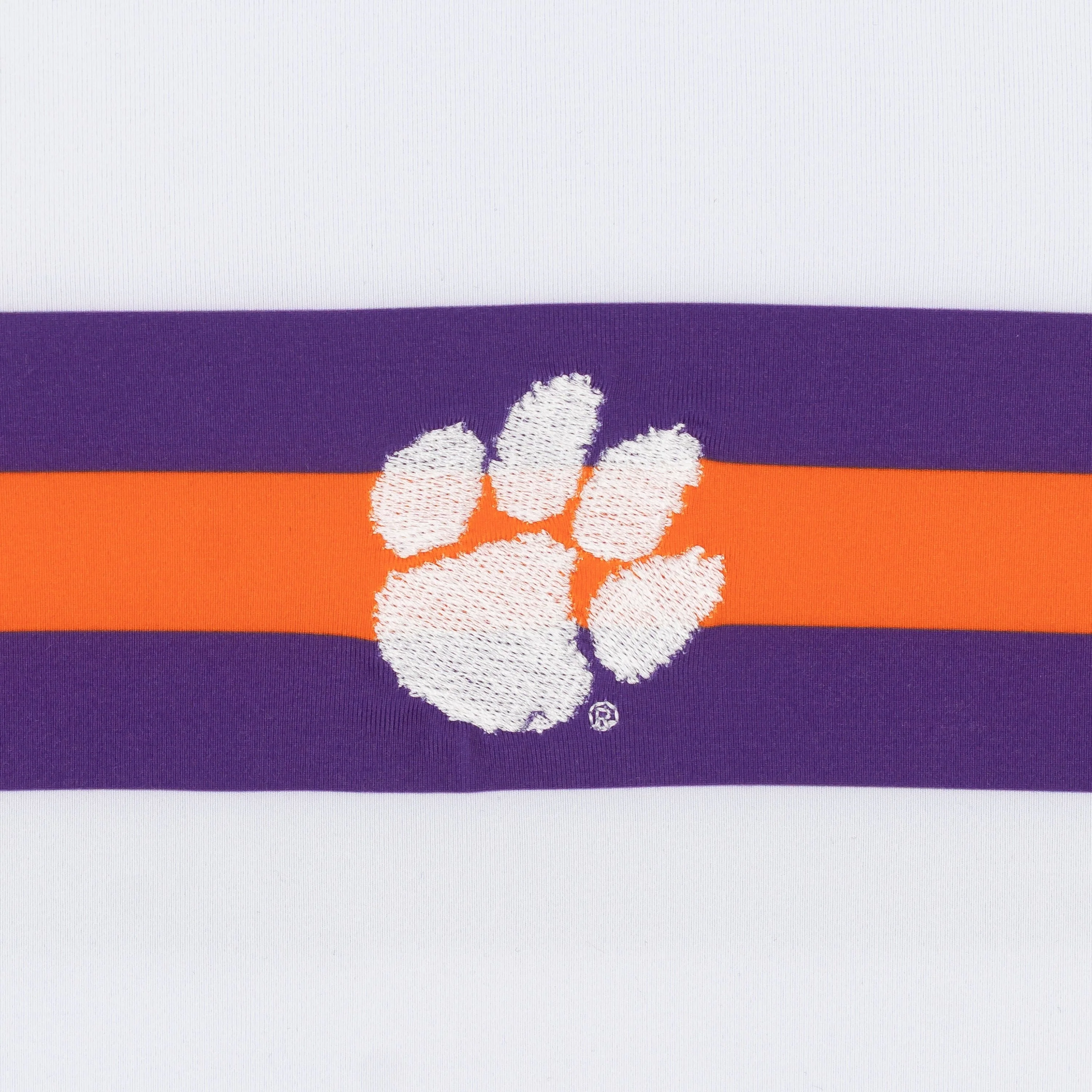 Clemson Helmet Stripe Collegiate Q-Zip | The Clemson Helmet Stripe - White/Plum Purple - Image 3