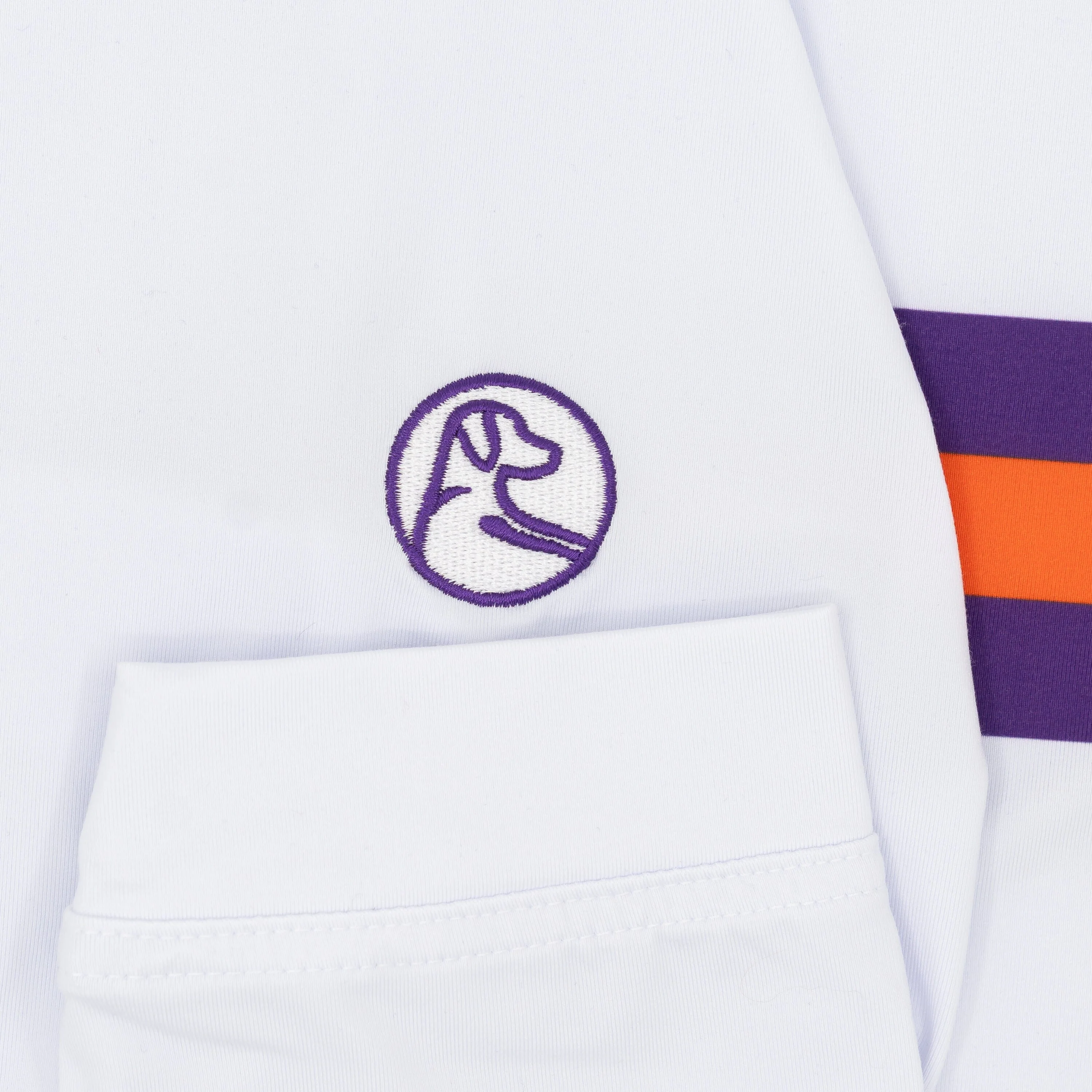 Clemson Helmet Stripe Collegiate Q-Zip | The Clemson Helmet Stripe - White/Plum Purple - Image 4
