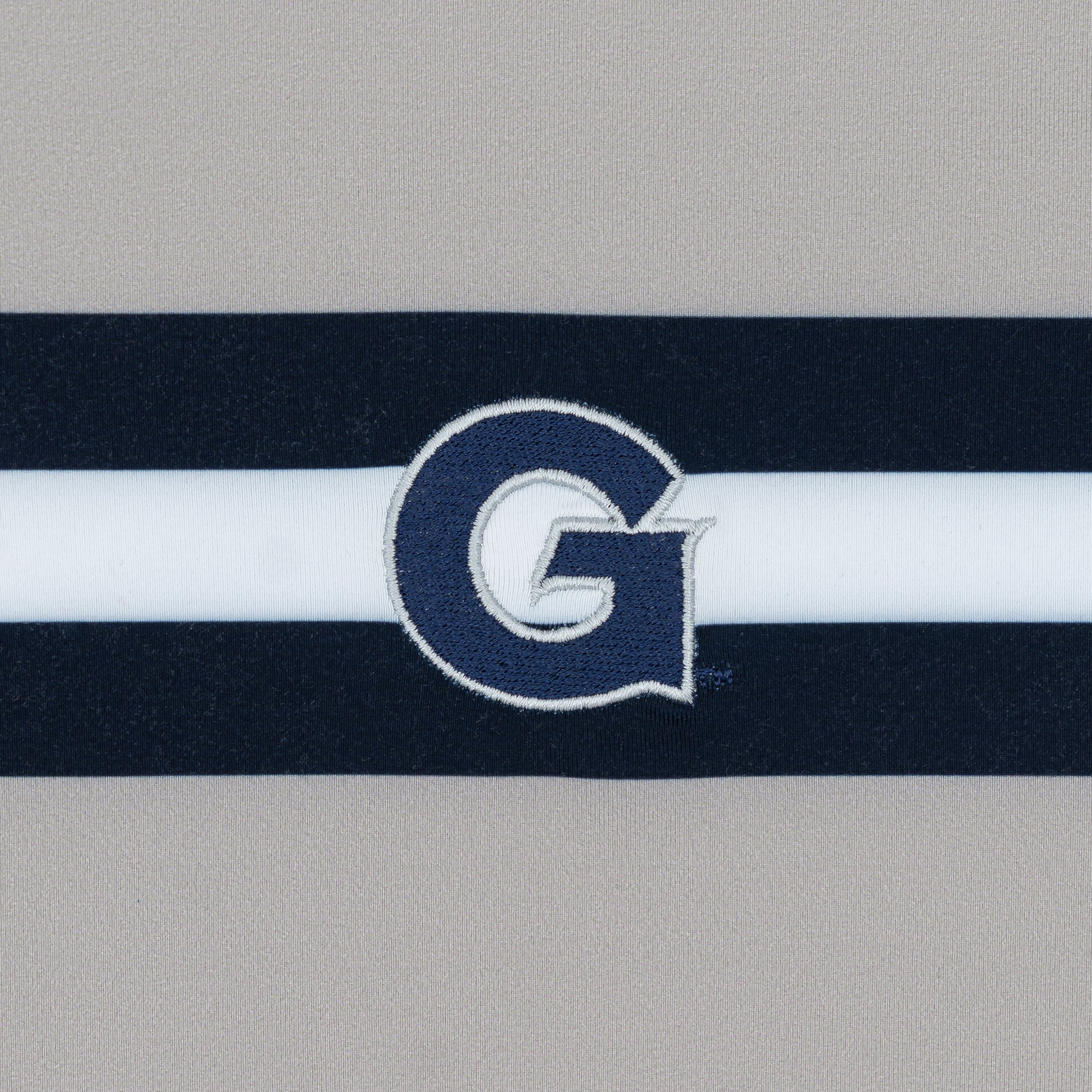 Georgetown Jersey Stripe Collegiate Q-Zip | The Georgetown Jersey Stripe - Fossil Grey/Indigo Blue - Image 3