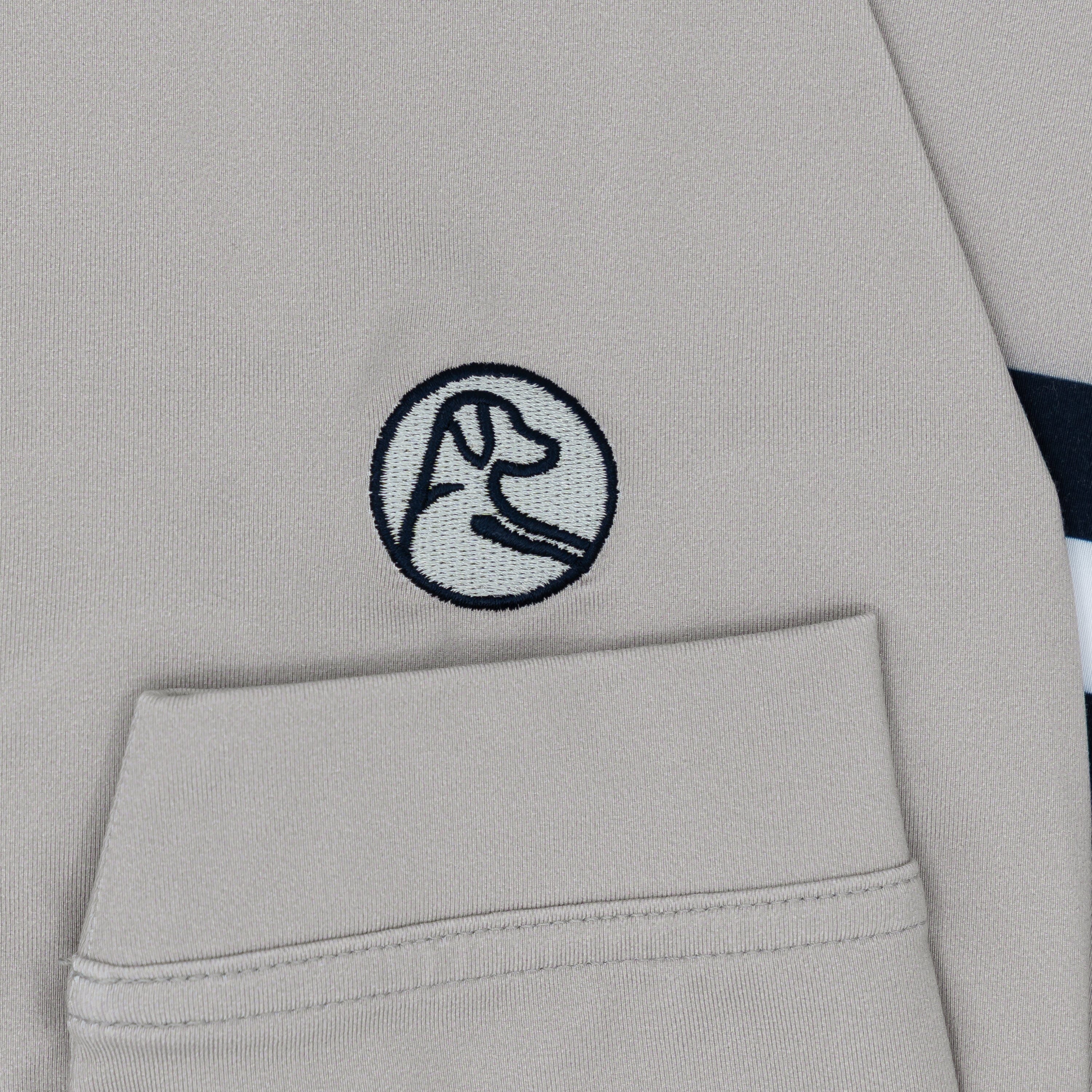 Georgetown Jersey Stripe Collegiate Q-Zip | The Georgetown Jersey Stripe - Fossil Grey/Indigo Blue - Image 4
