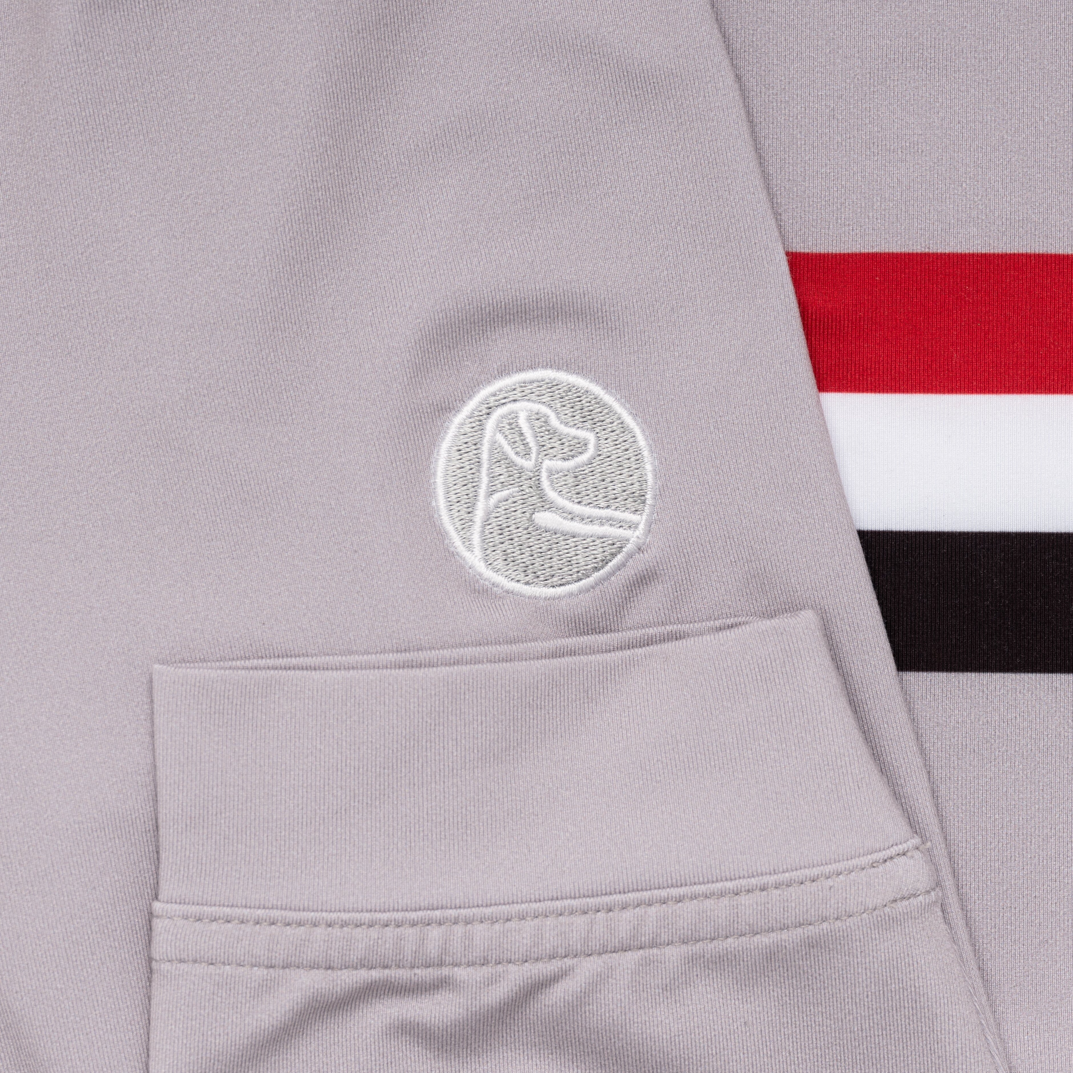 Georgia Pant Stripe Collegiate Q-Zip | The Georgia Pant Stripe - Greystone/Roar Red - Image 4