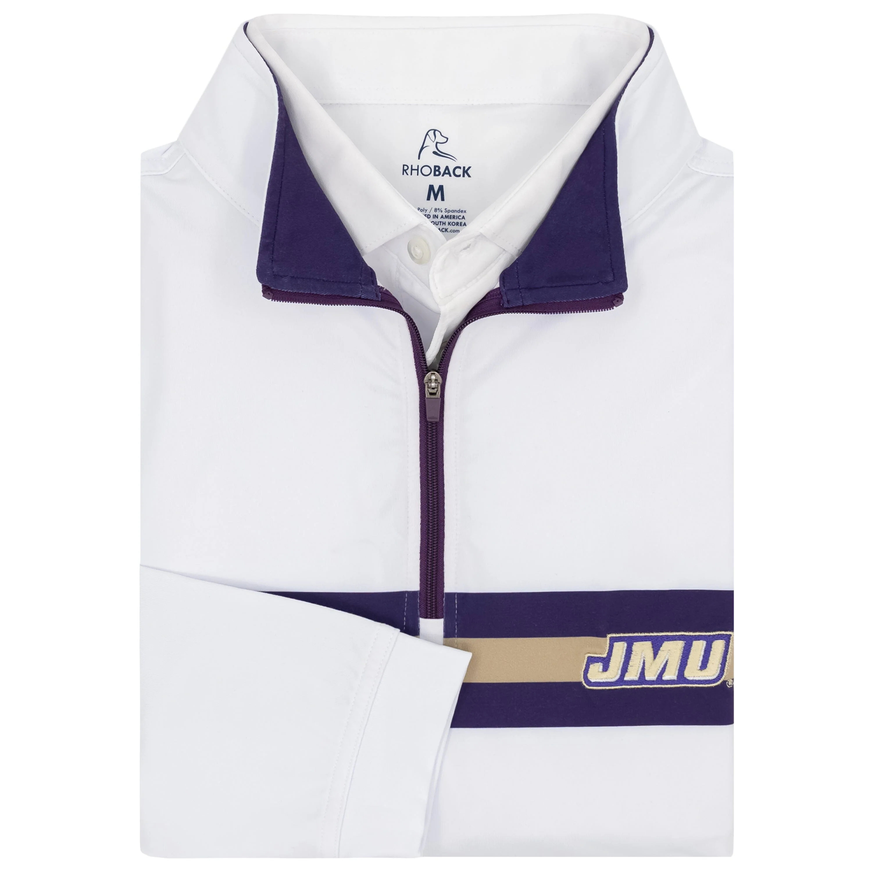 James Madison Helmet Stripe Collegiate Q-Zip | The James Madison Helmet Stripe - White/Dark Violet