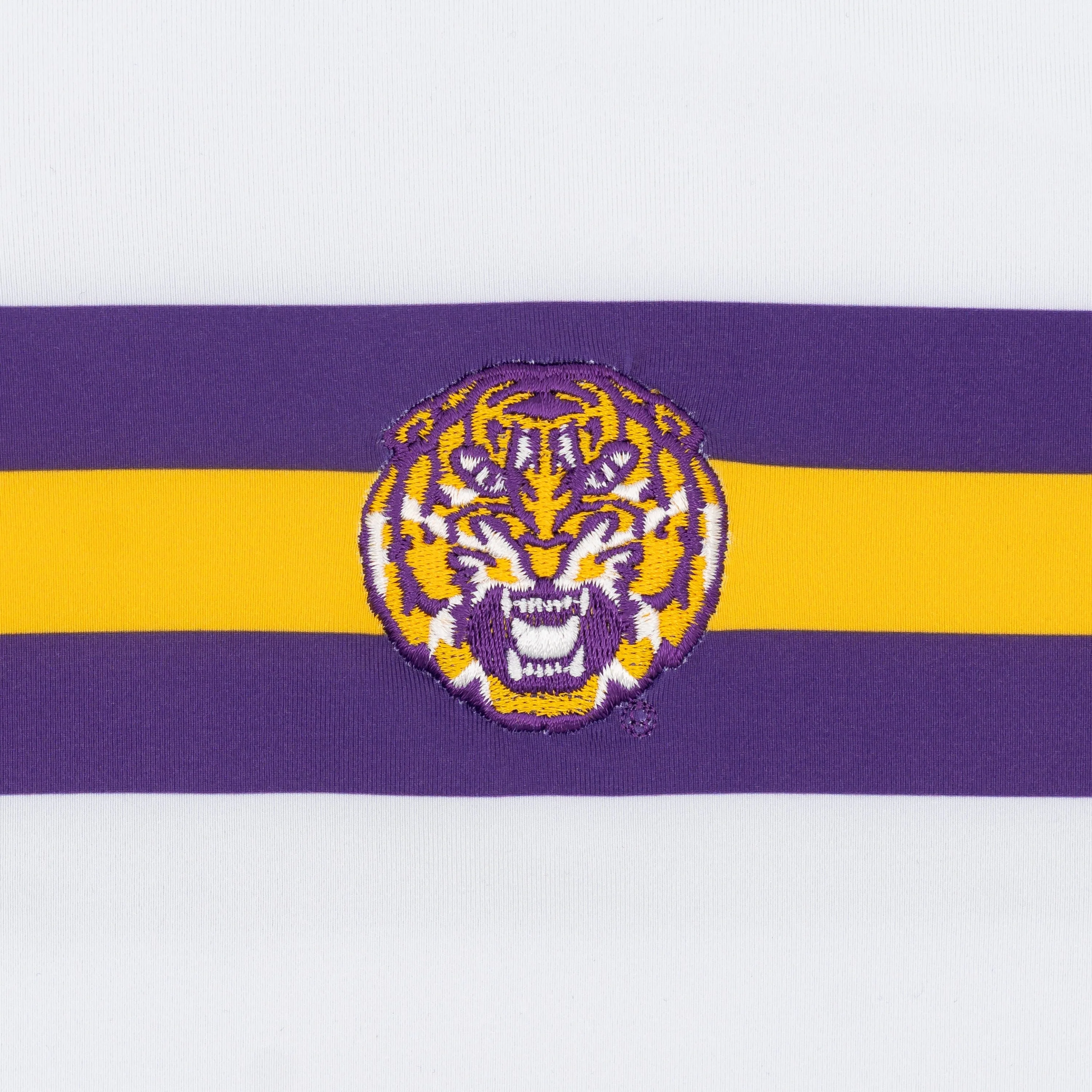 LSU Helmet Stripe Collegiate Q-Zip | The LSU Helmet Stripe - White/Reauxback Purple - Image 3