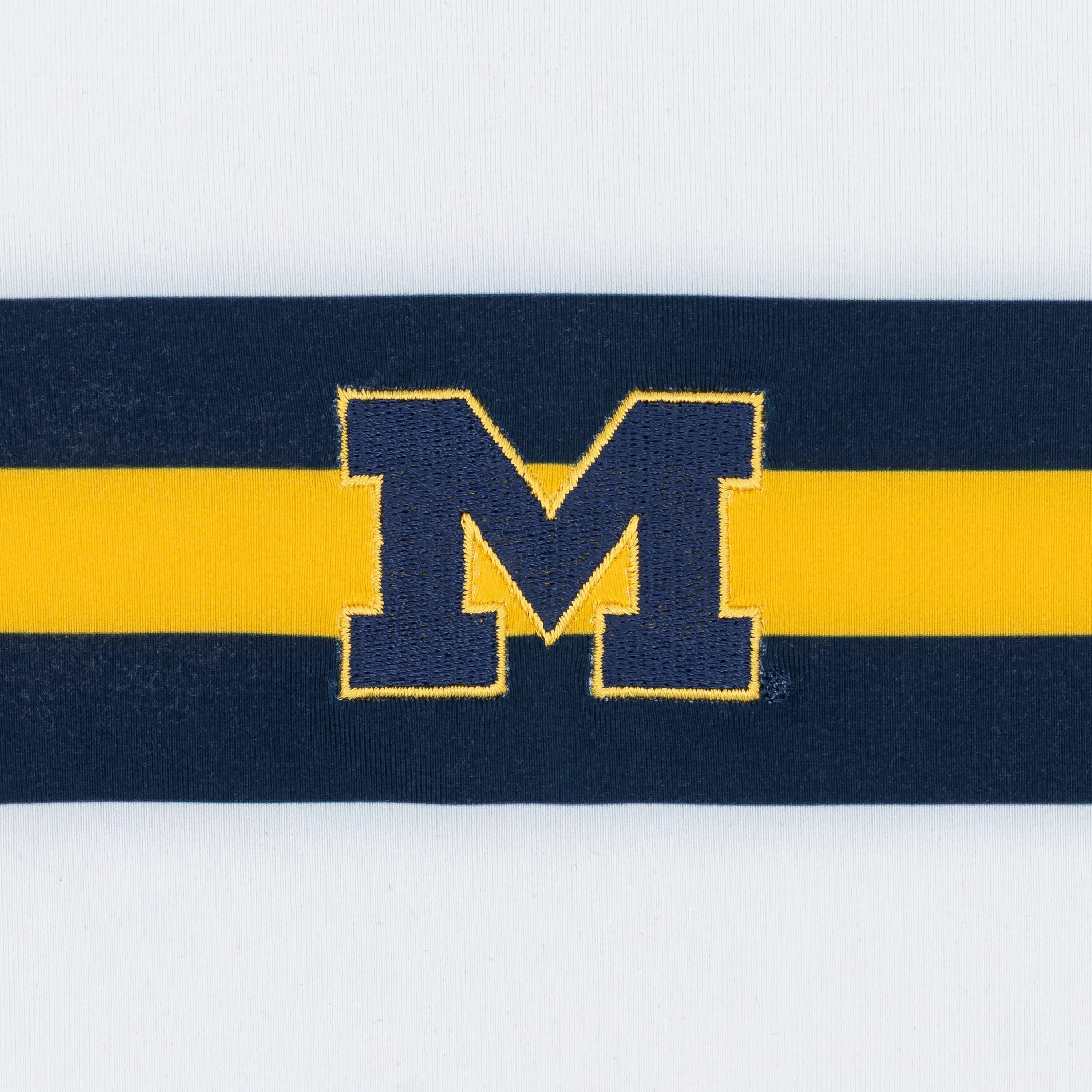 Michigan Jersey Stripe Collegiate Q-Zip | The Michigan Jersey Stripe - White/Indigo Blue - Image 3