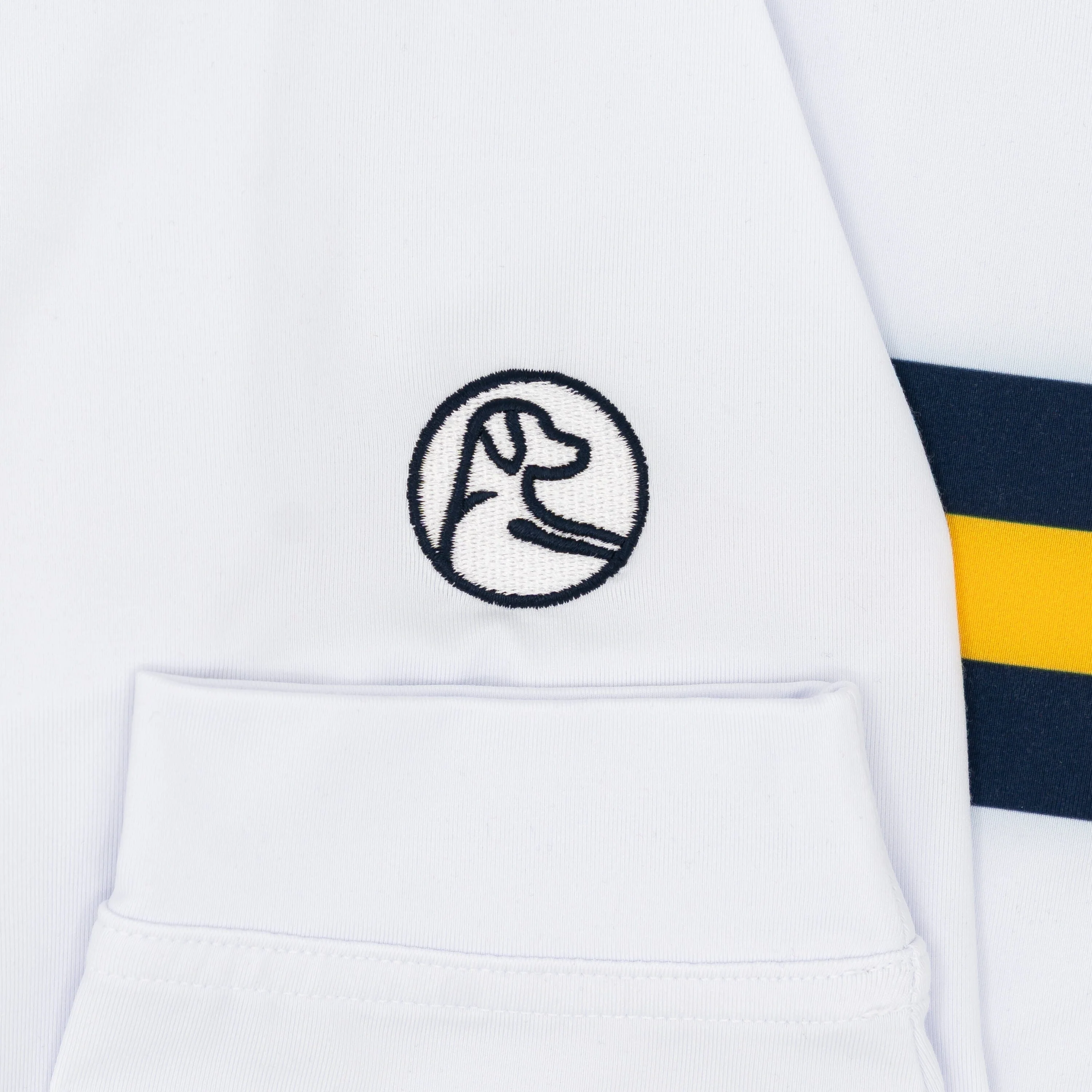 Michigan Jersey Stripe Collegiate Q-Zip | The Michigan Jersey Stripe - White/Indigo Blue - Image 4