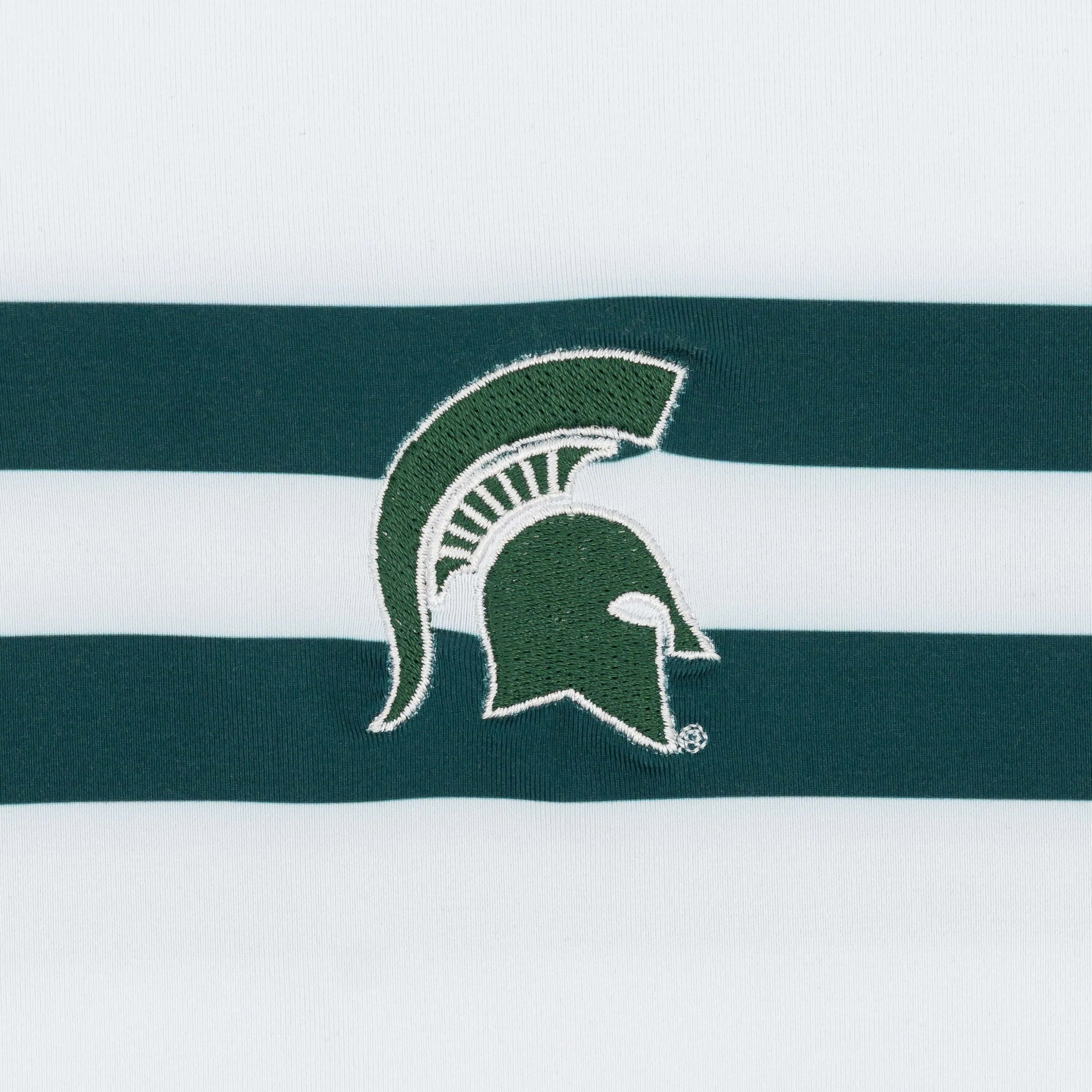 Michigan State Jersey Stripe Collegiate Q-Zip | The Michigan State Jersey Stripe - White/Forest Green - Image 3