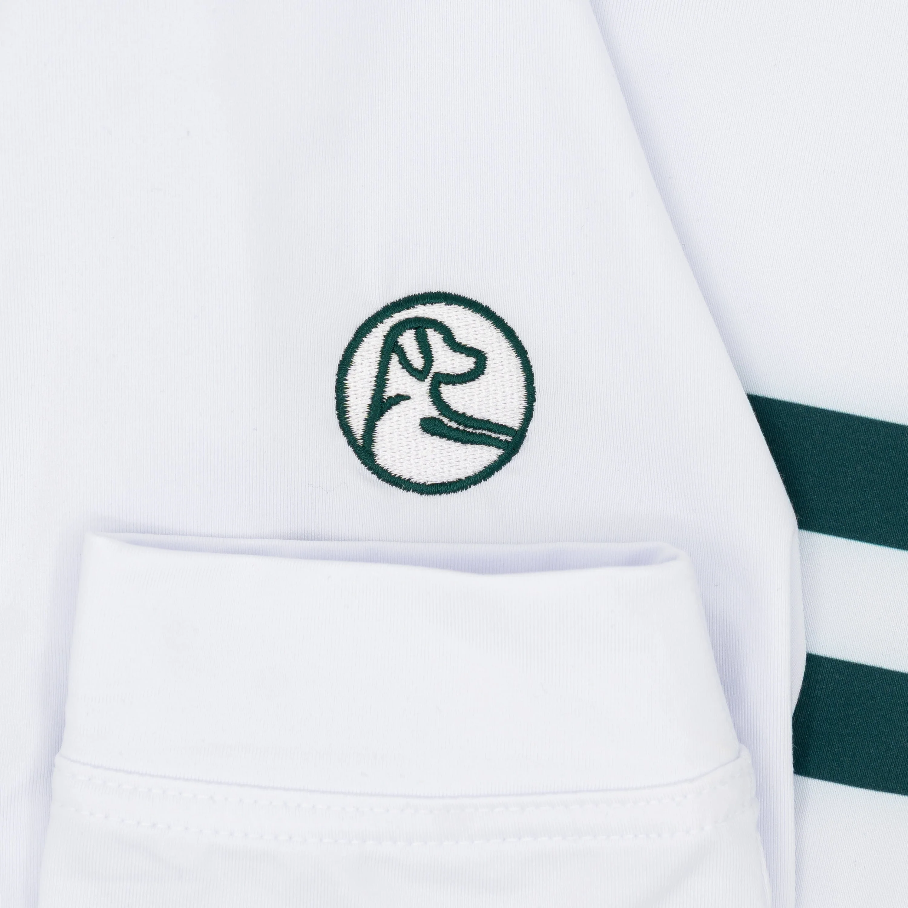 Michigan State Jersey Stripe Collegiate Q-Zip | The Michigan State Jersey Stripe - White/Forest Green - Image 4