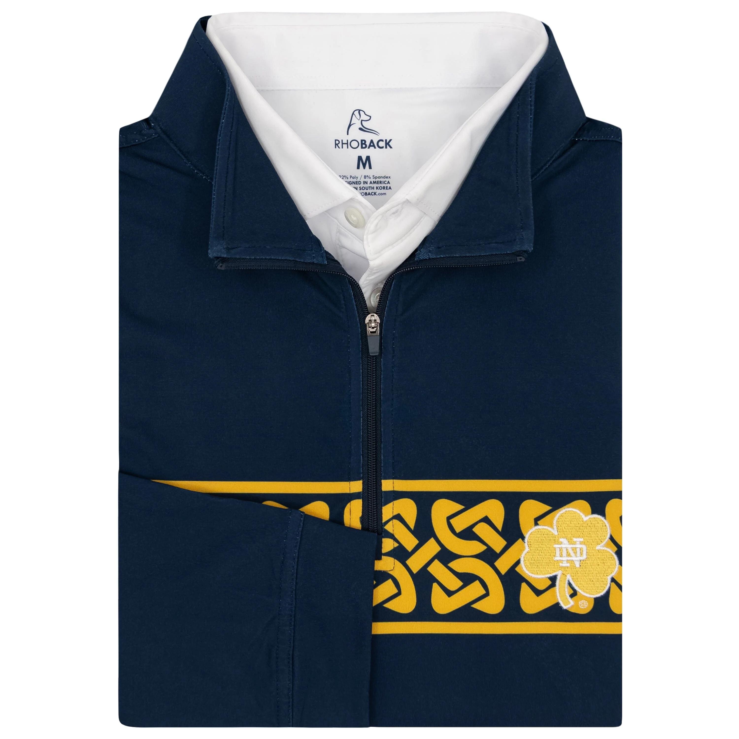 Notre Dame Celtic Stripe Collegiate Q-Zip | The Notre Dame Celtic Stripe - Indigo Blue/Autumn Gold