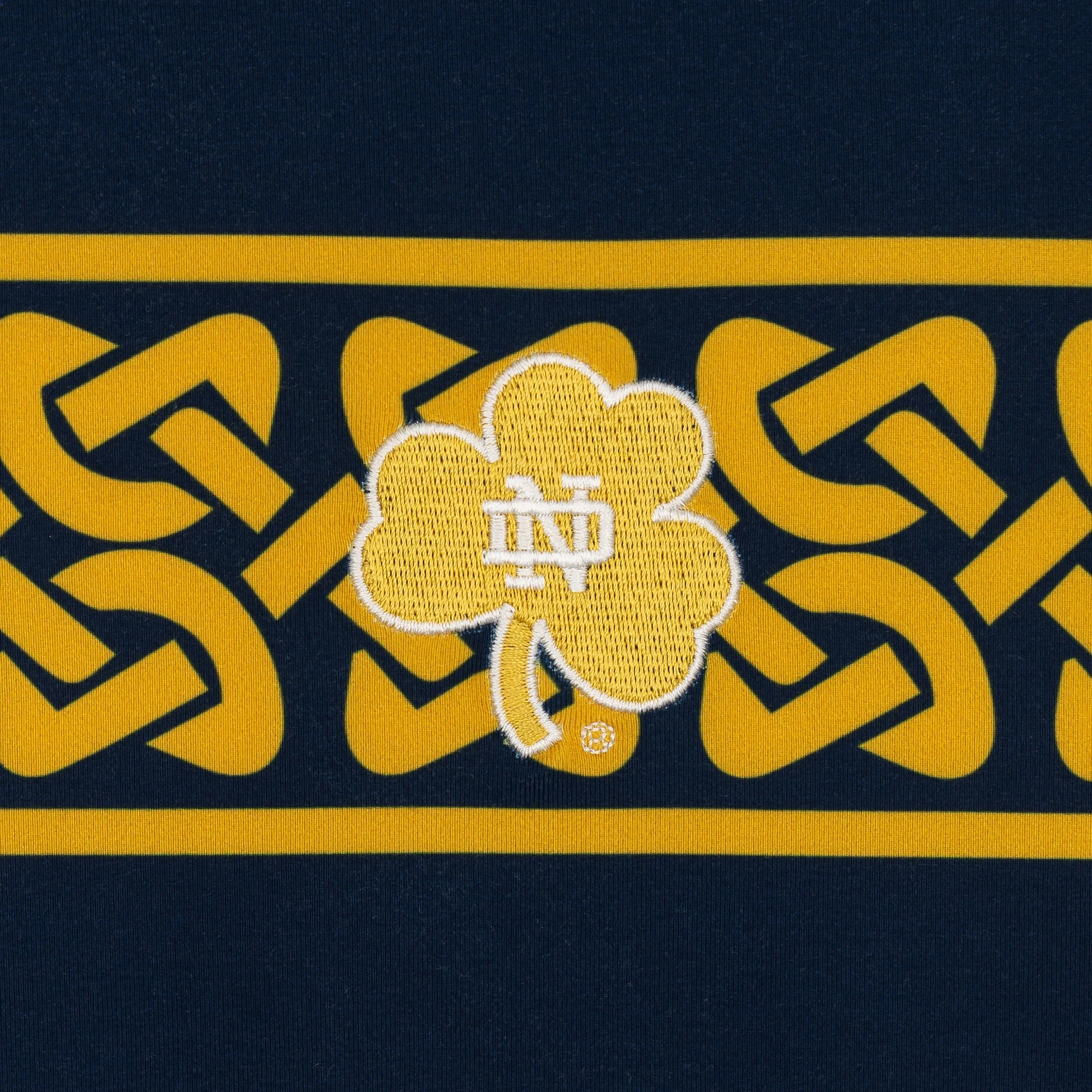 Notre Dame Celtic Stripe Collegiate Q-Zip | The Notre Dame Celtic Stripe - Indigo Blue/Autumn Gold - Image 3