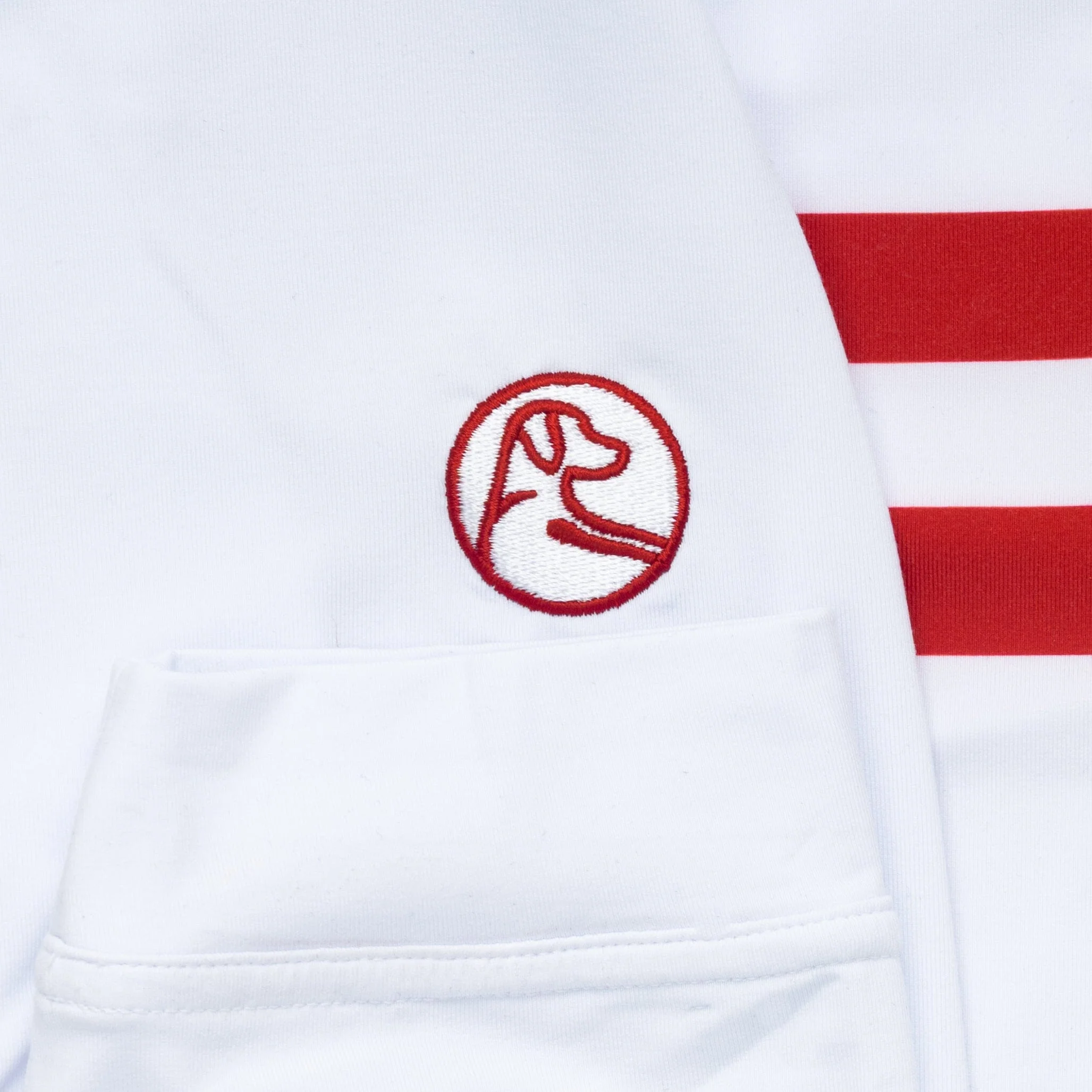Oklahoma Jersey Stripe Collegiate Q-Zip | The Oklahoma Jersey Stripe - White/Carmine Red - Image 4