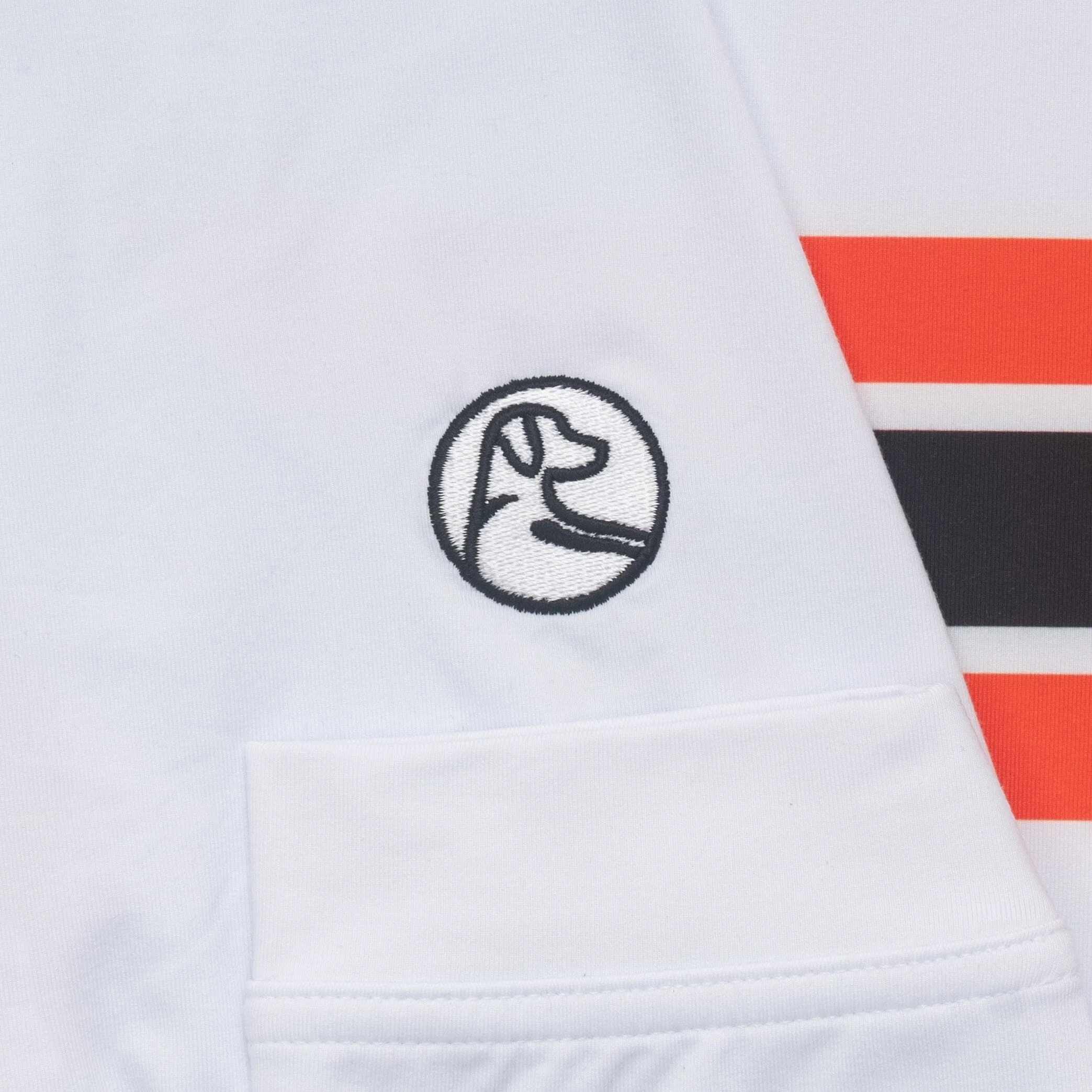 Oklahoma State Helmet Stripe Collegiate Q-Zip | The Oklahoma State Helmet Stripe - White/Blaze Orange - Image 4