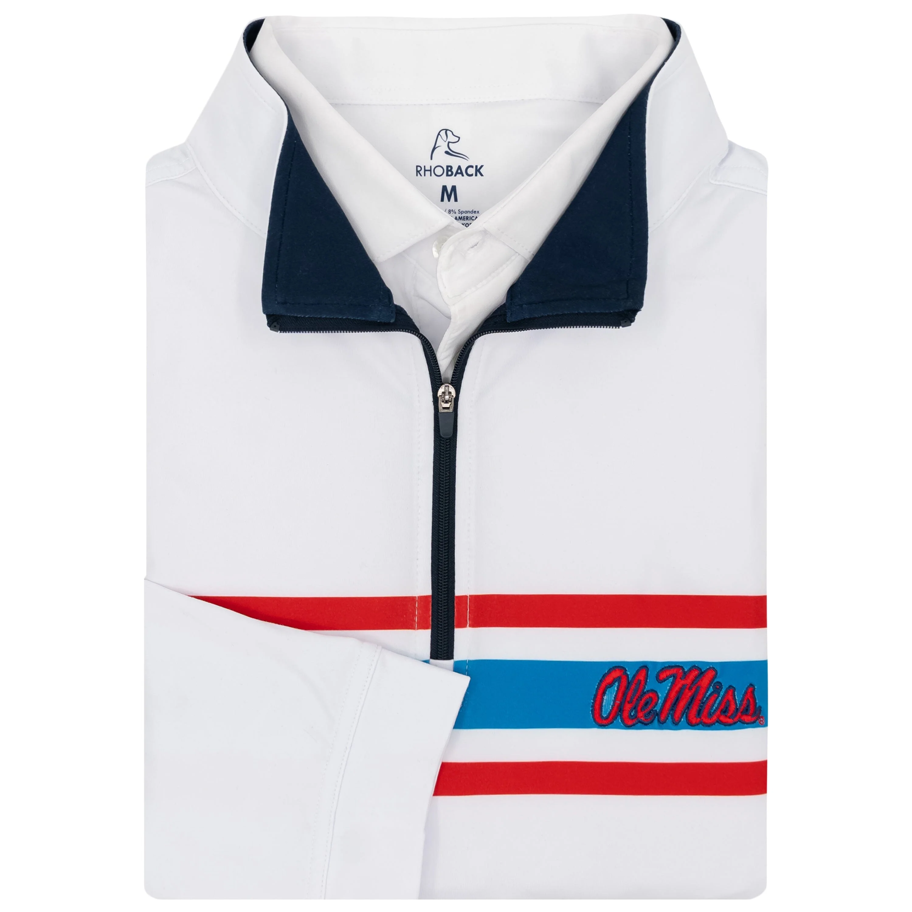 Ole Miss Helmet Stripe Collegiate Q-Zip | The Ole Miss Helmet Stripe - White/Classic Blue