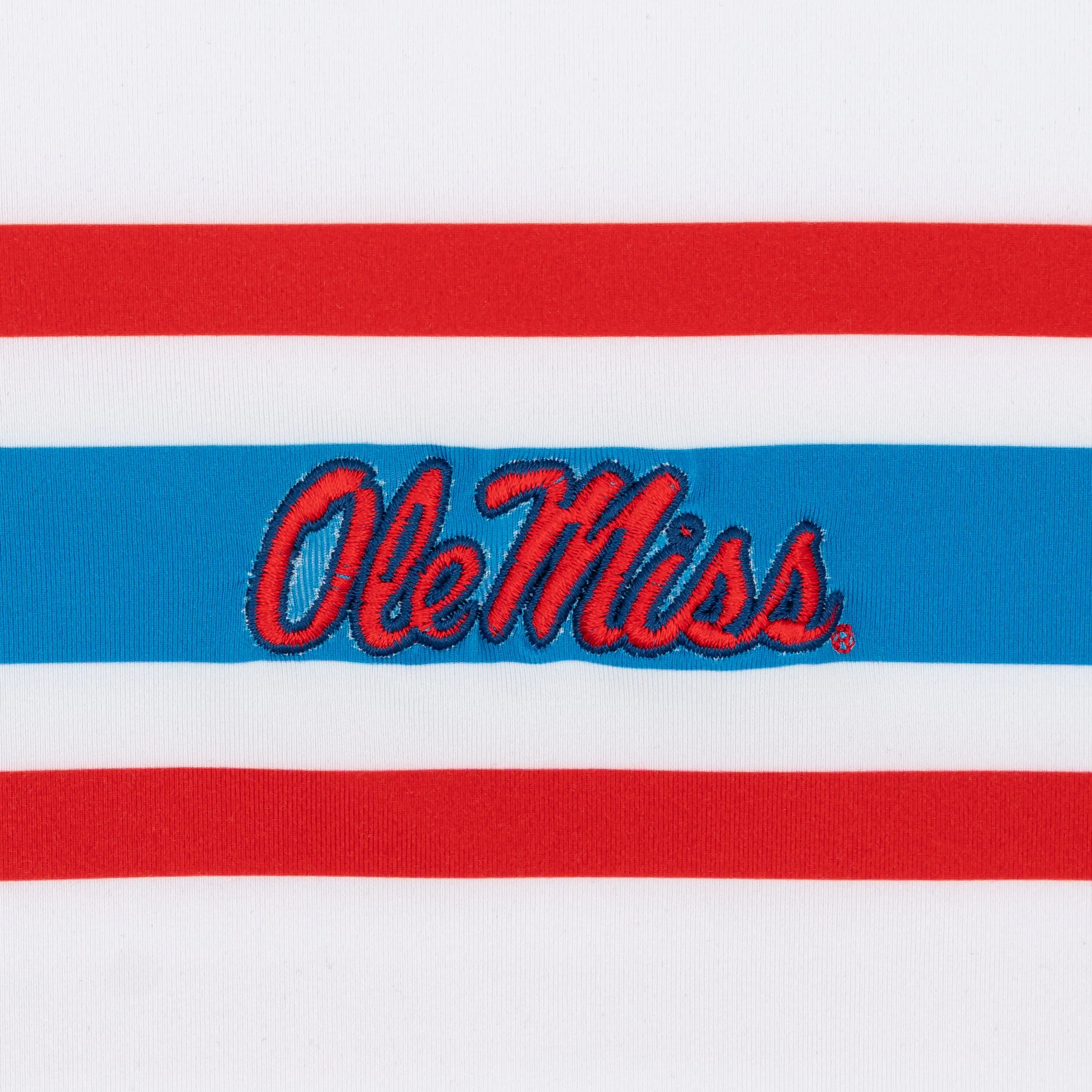 Ole Miss Helmet Stripe Collegiate Q-Zip | The Ole Miss Helmet Stripe - White/Classic Blue - Image 3