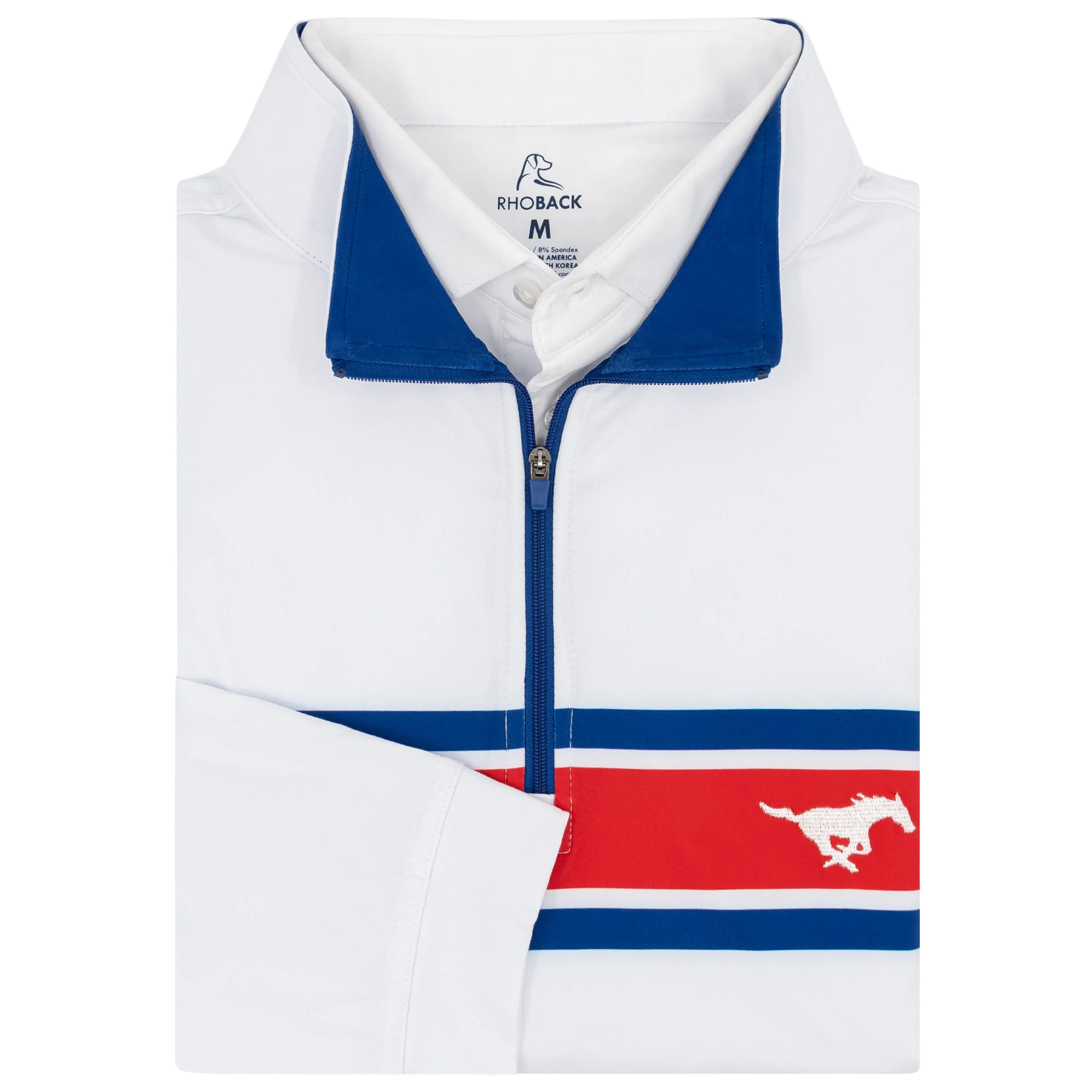 SMU Helmet Stripe Collegiate Q-Zip | The SMU Helmet Stripe - White/Ocean Blue