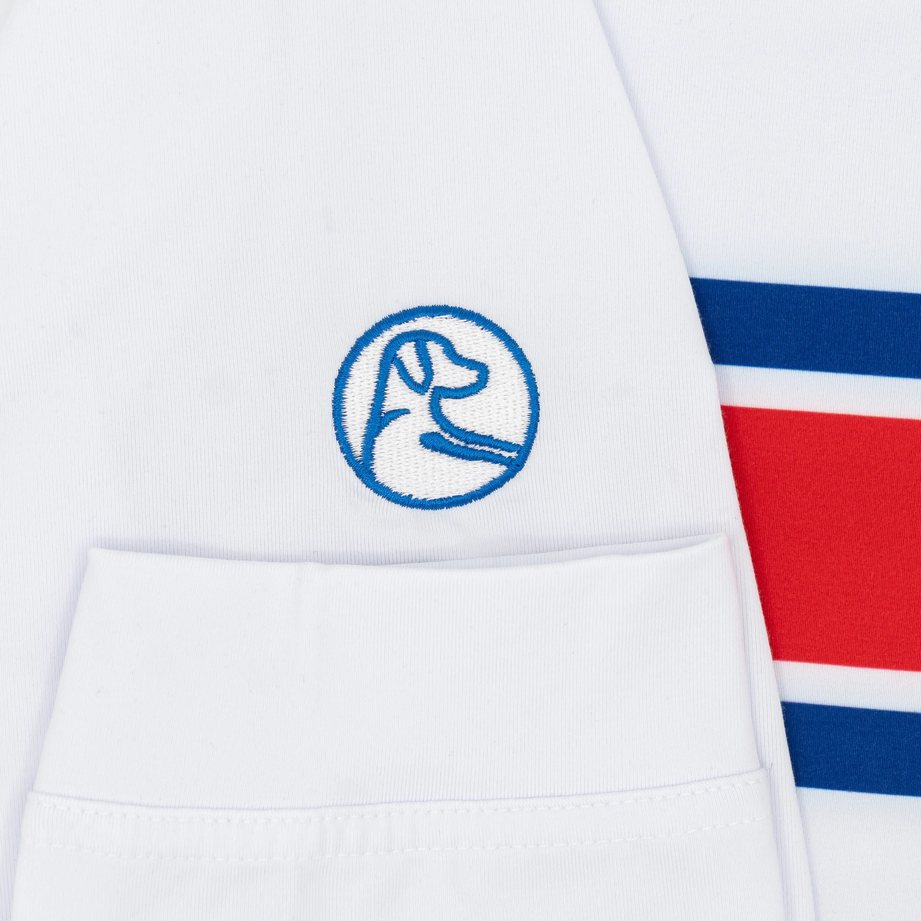 SMU Helmet Stripe Collegiate Q-Zip | The SMU Helmet Stripe - White/Ocean Blue - Image 4