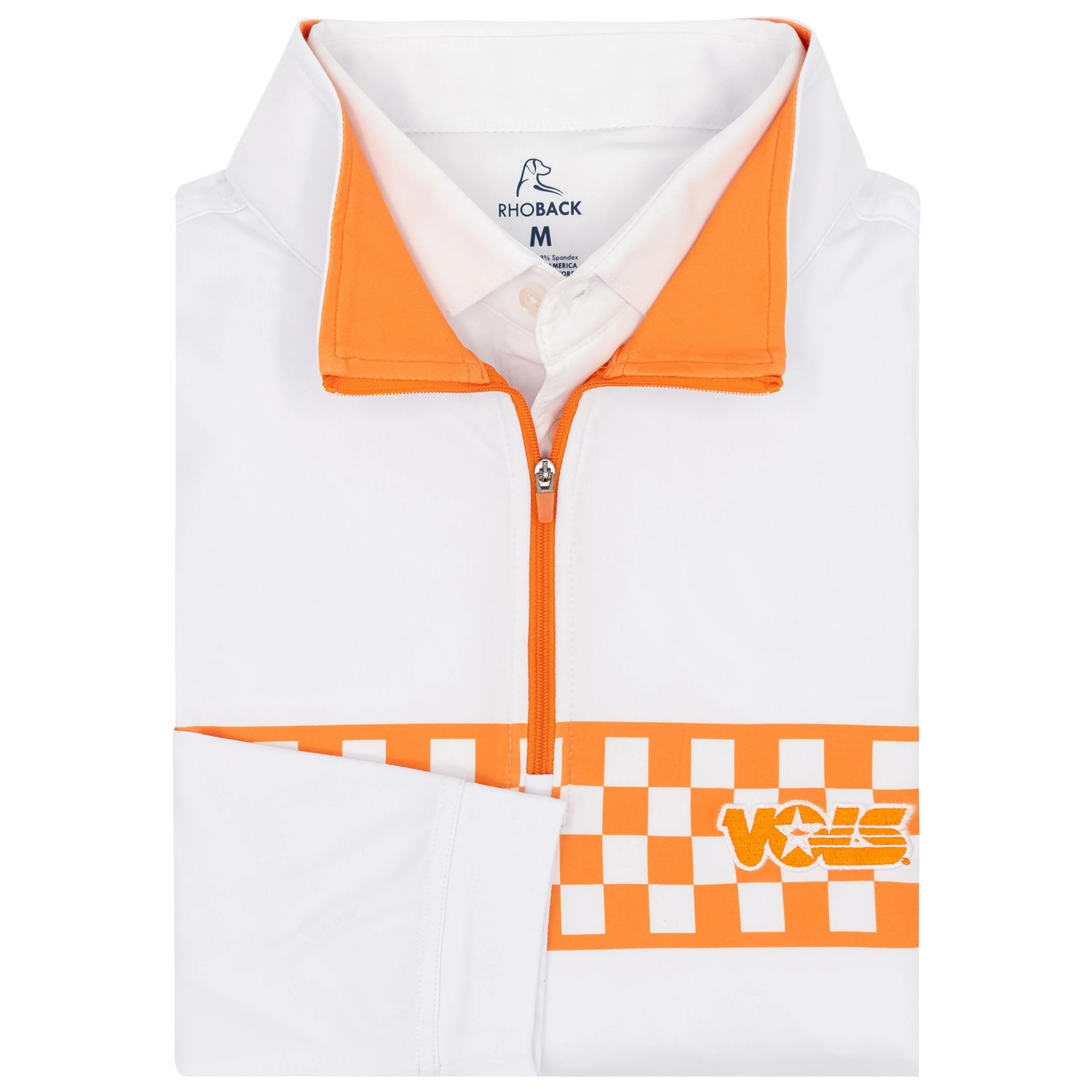 Tennessee Checker Stripe Collegiate Q-Zip | The Tennessee Checker Stripe - White/Horizon Orange