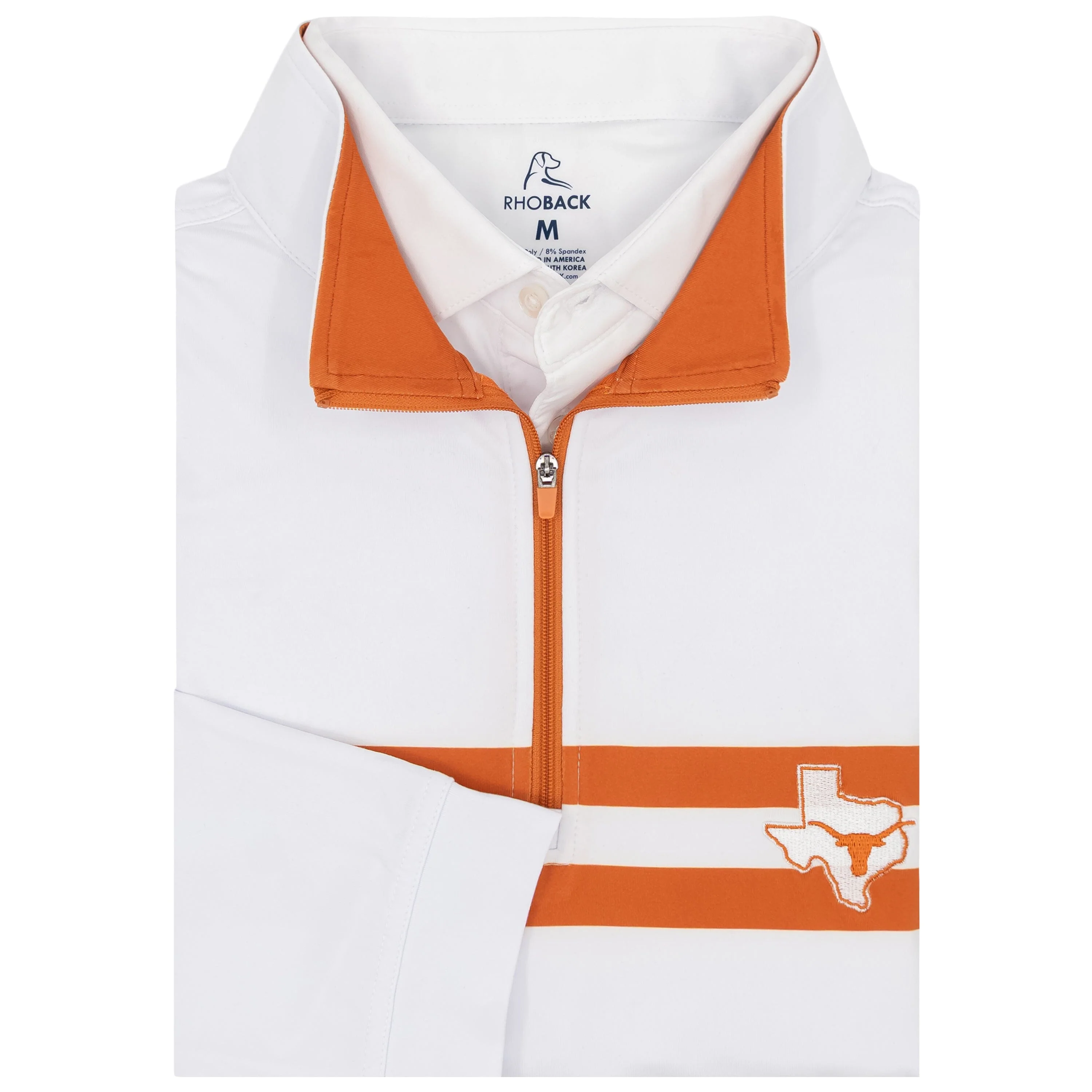Texas Jersey Stripe Collegiate Q-Zip | The Texas Jersey Stripe - White/Rust Orange