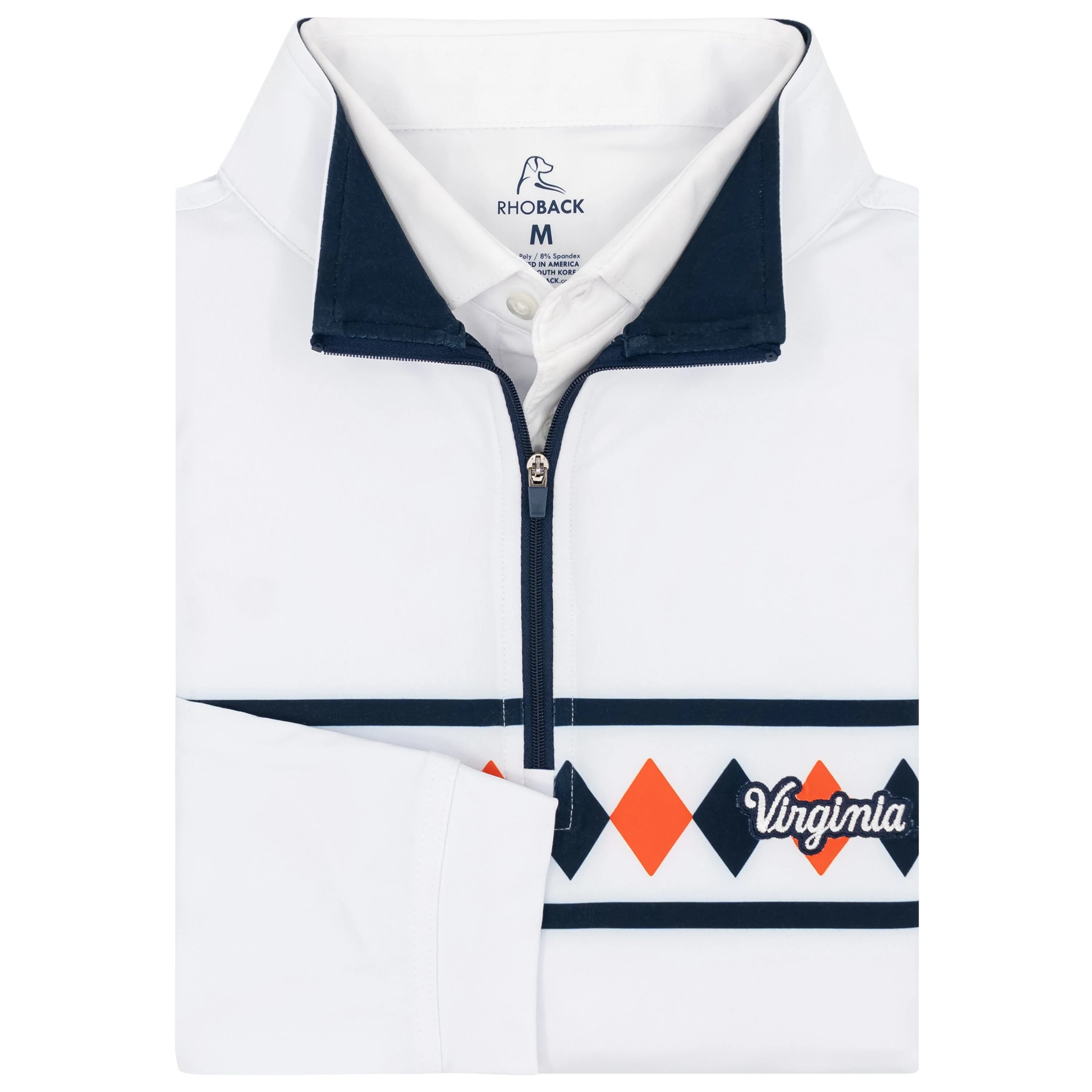 UVA Argyle Stripe Collegiate Q-Zip | The UVA Argyle Stripe - White/Admiral Navy