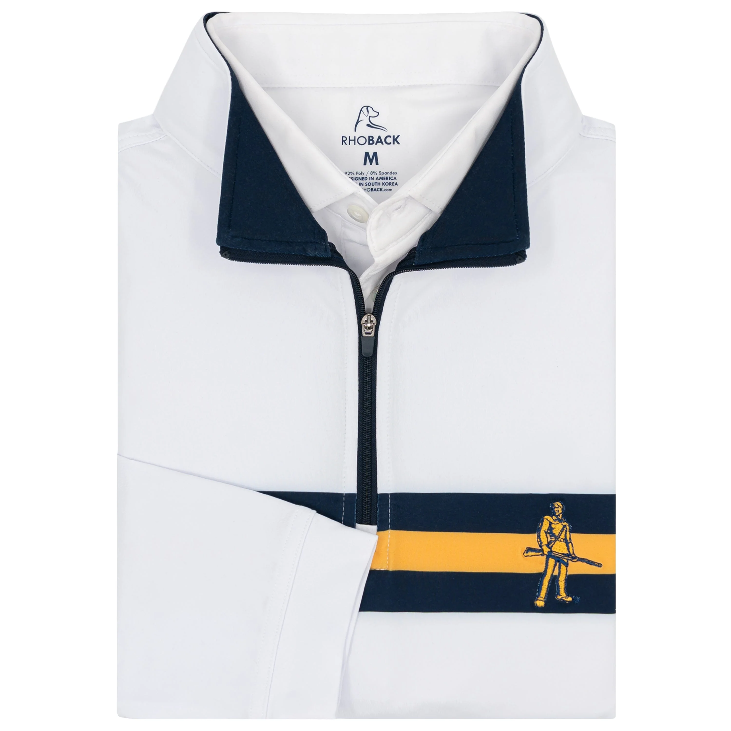 West Virginia Jersey Stripe Collegiate Q-Zip | The West Virginia Jersey Stripe - White/Indigo Blue