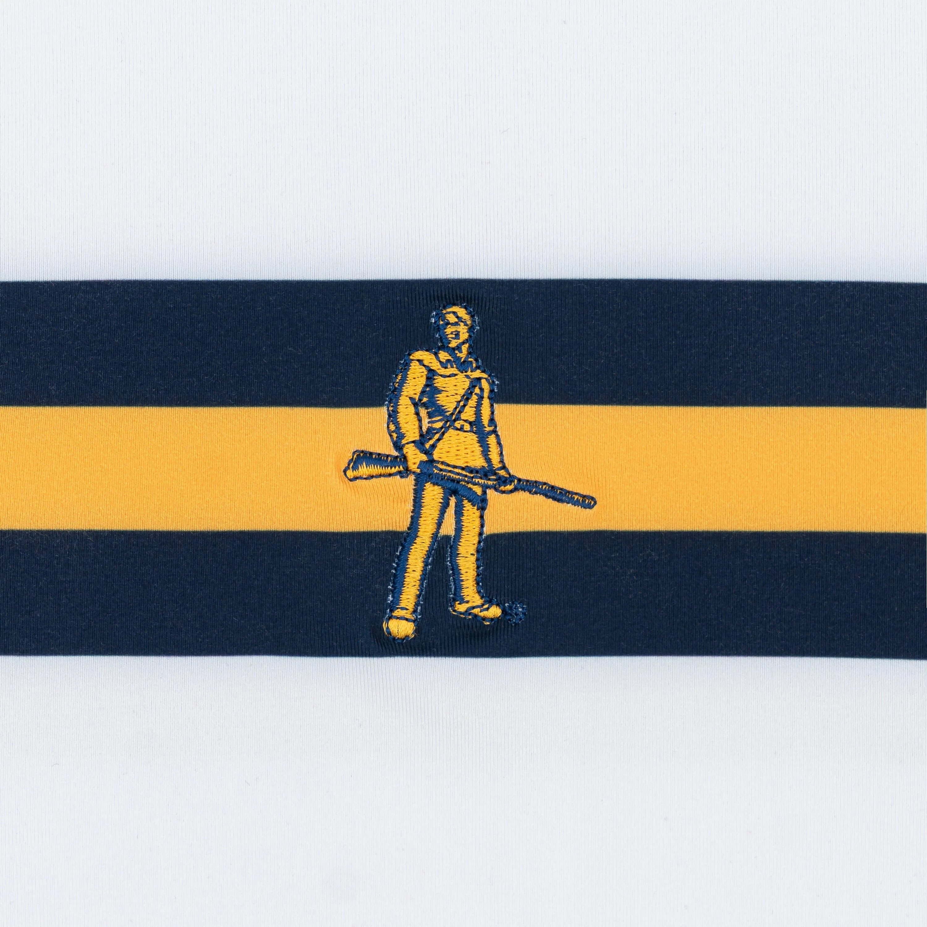 West Virginia Jersey Stripe Collegiate Q-Zip | The West Virginia Jersey Stripe - White/Indigo Blue - Image 3