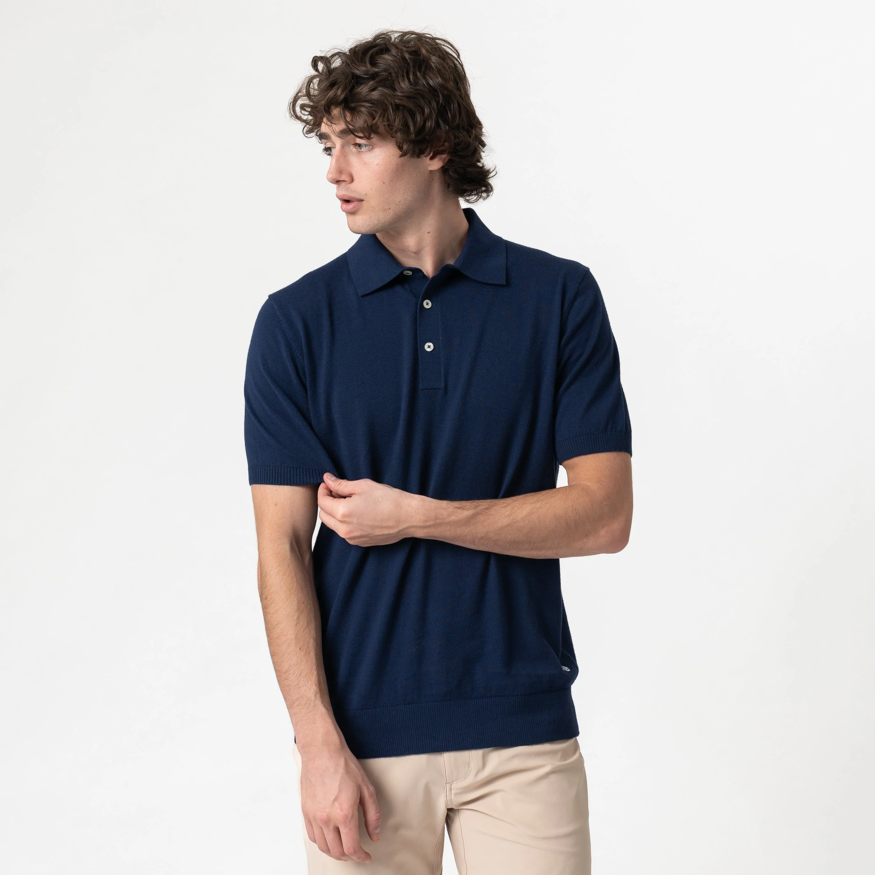 Harbor Stretch Sweater Polo | Solid - Fleet Navy - Image 7