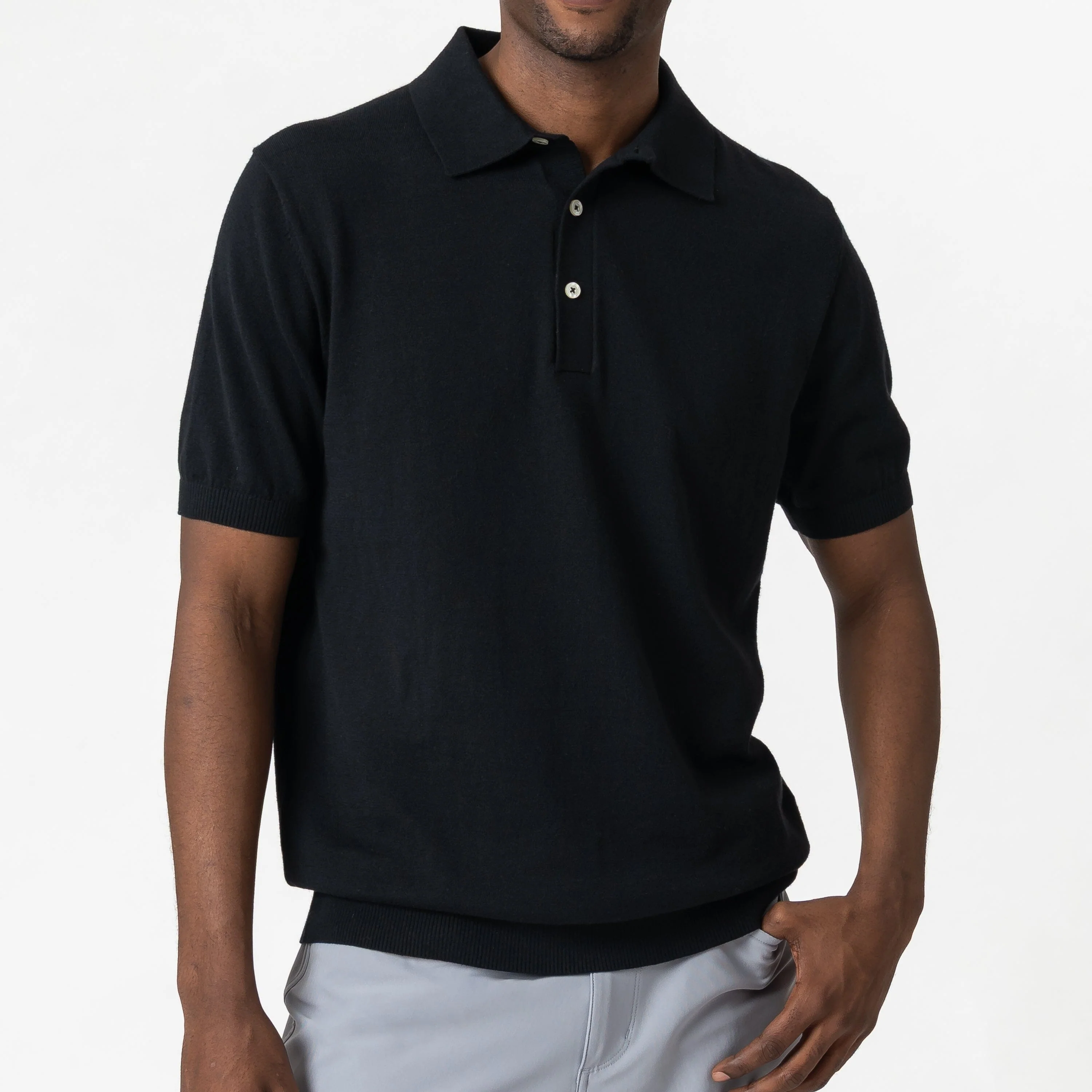 Harbor Stretch Sweater Polo | Solid - Midnight Black