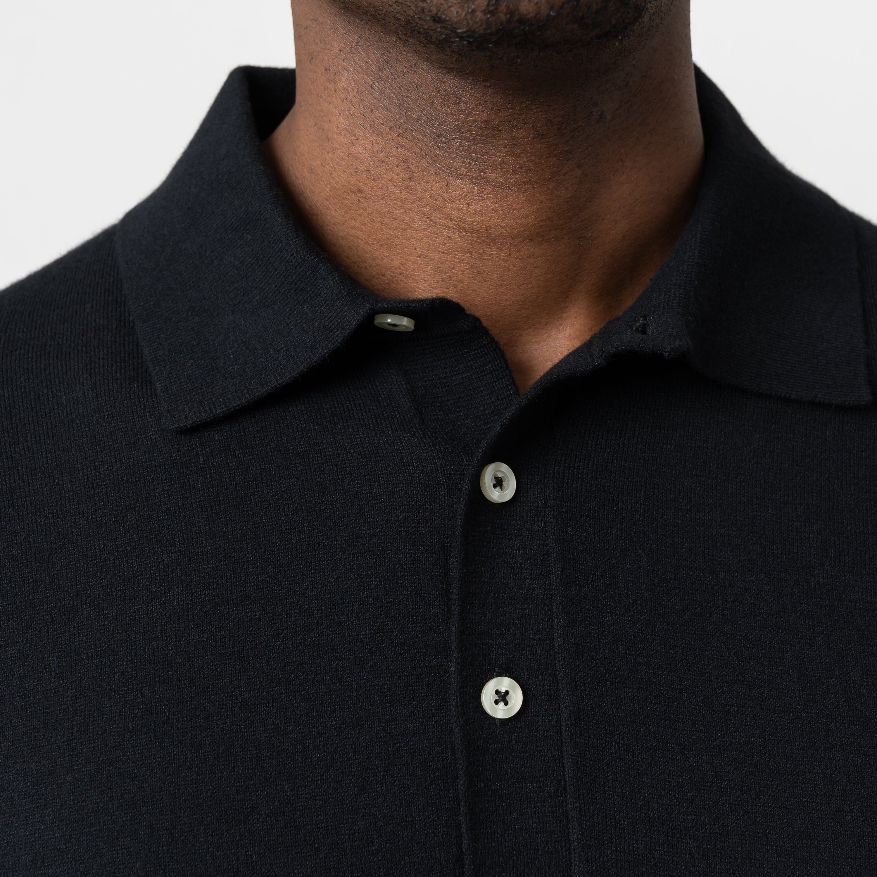 Harbor Stretch Sweater Polo | Solid - Midnight Black - Image 5