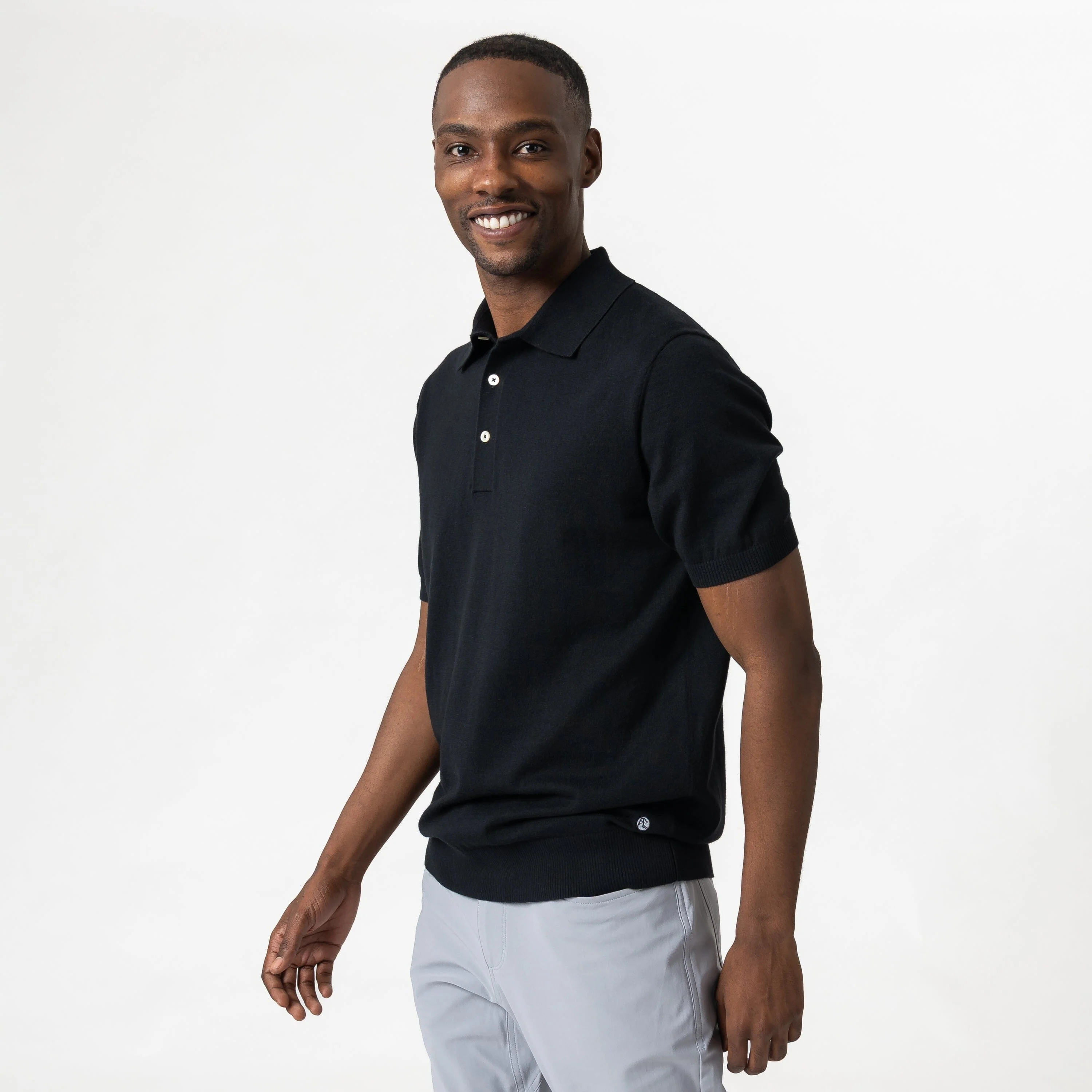 Harbor Stretch Sweater Polo | Solid - Midnight Black - Image 6