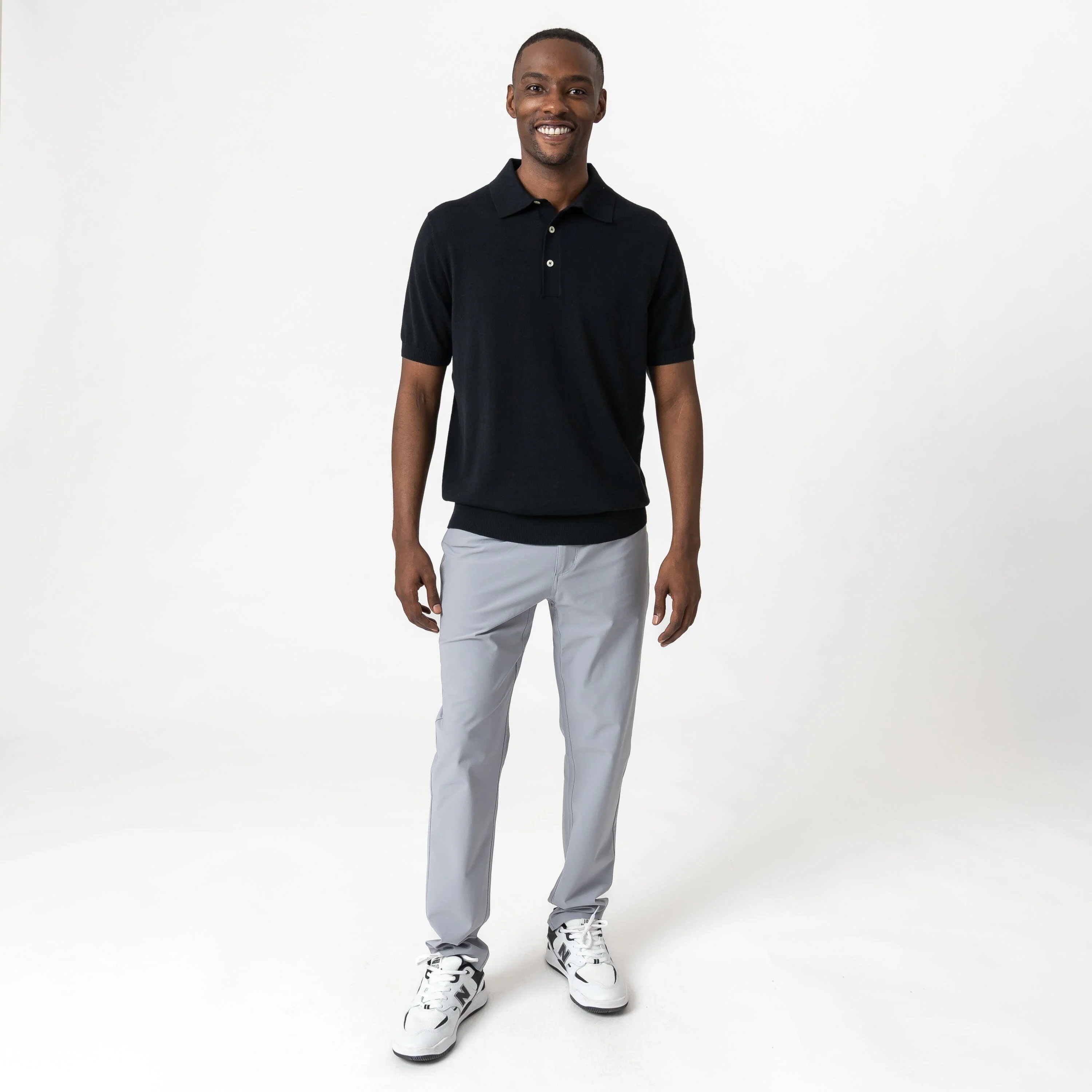 Harbor Stretch Sweater Polo | Solid - Midnight Black - Image 7