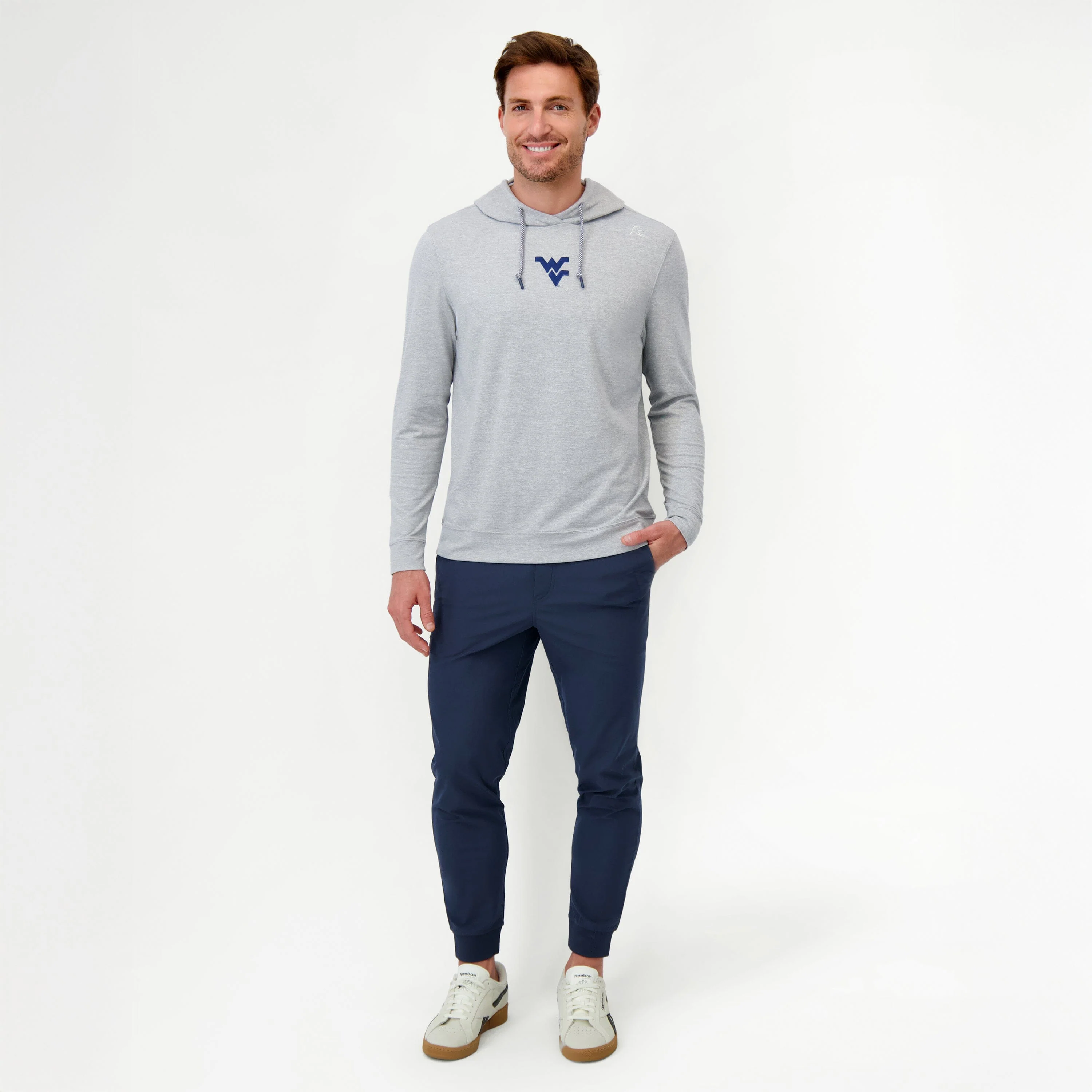 Hesi Collegiate Hoodie - WVU | Heather - Stainless Steel/White - WVU - 1 - Image 4