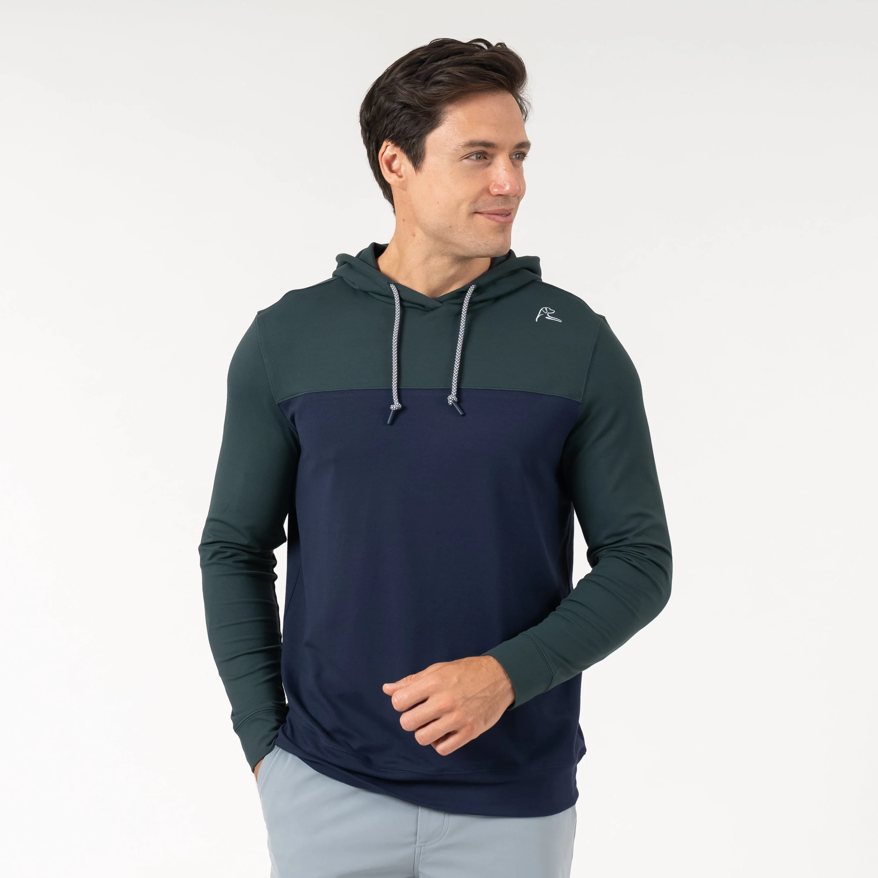 Hesi Performance Hoodie | Colorblock - Ponderosa Green/Fleet Navy - Image 5