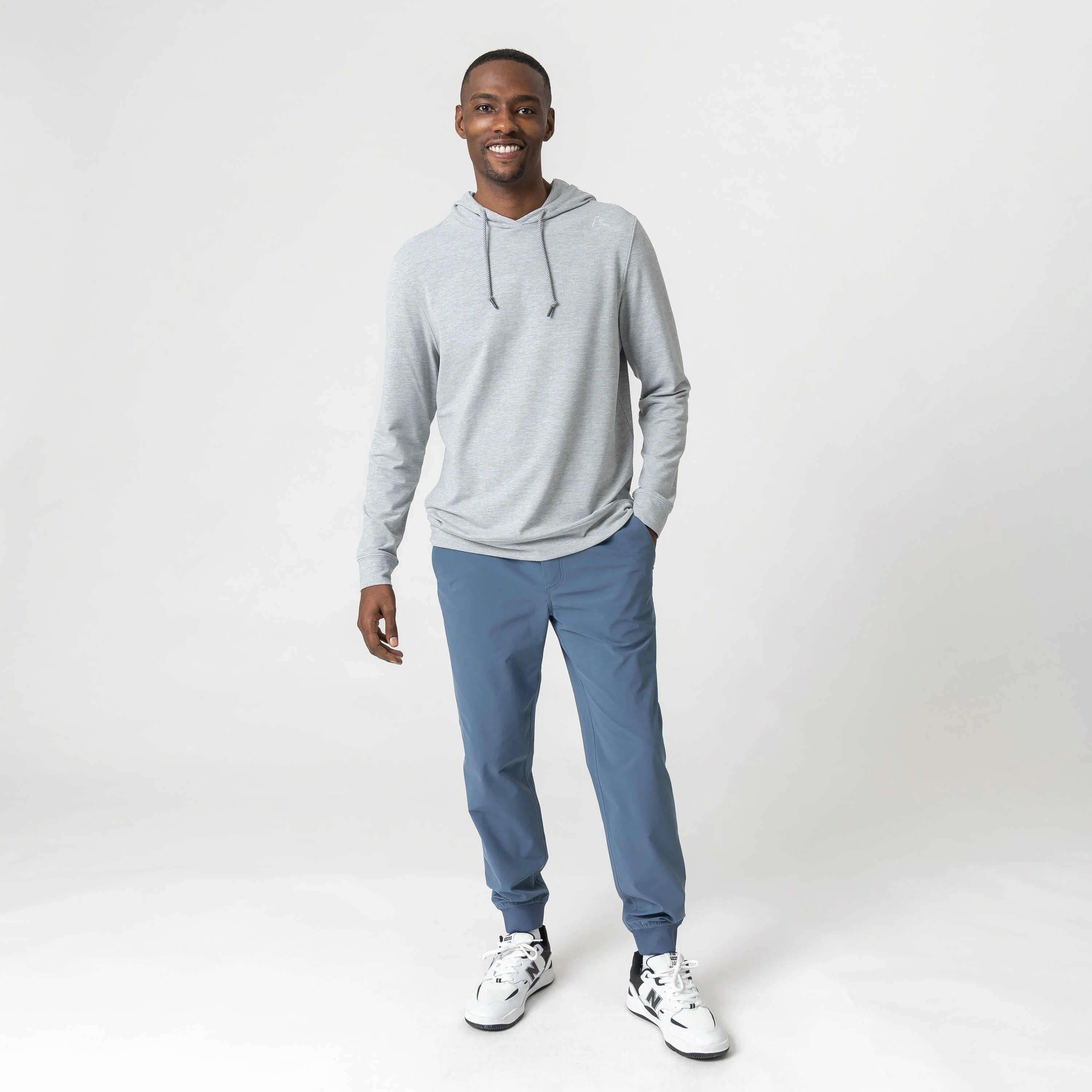 Hesi Performance Hoodie | Heather - Stainless Steel/White - Image 7