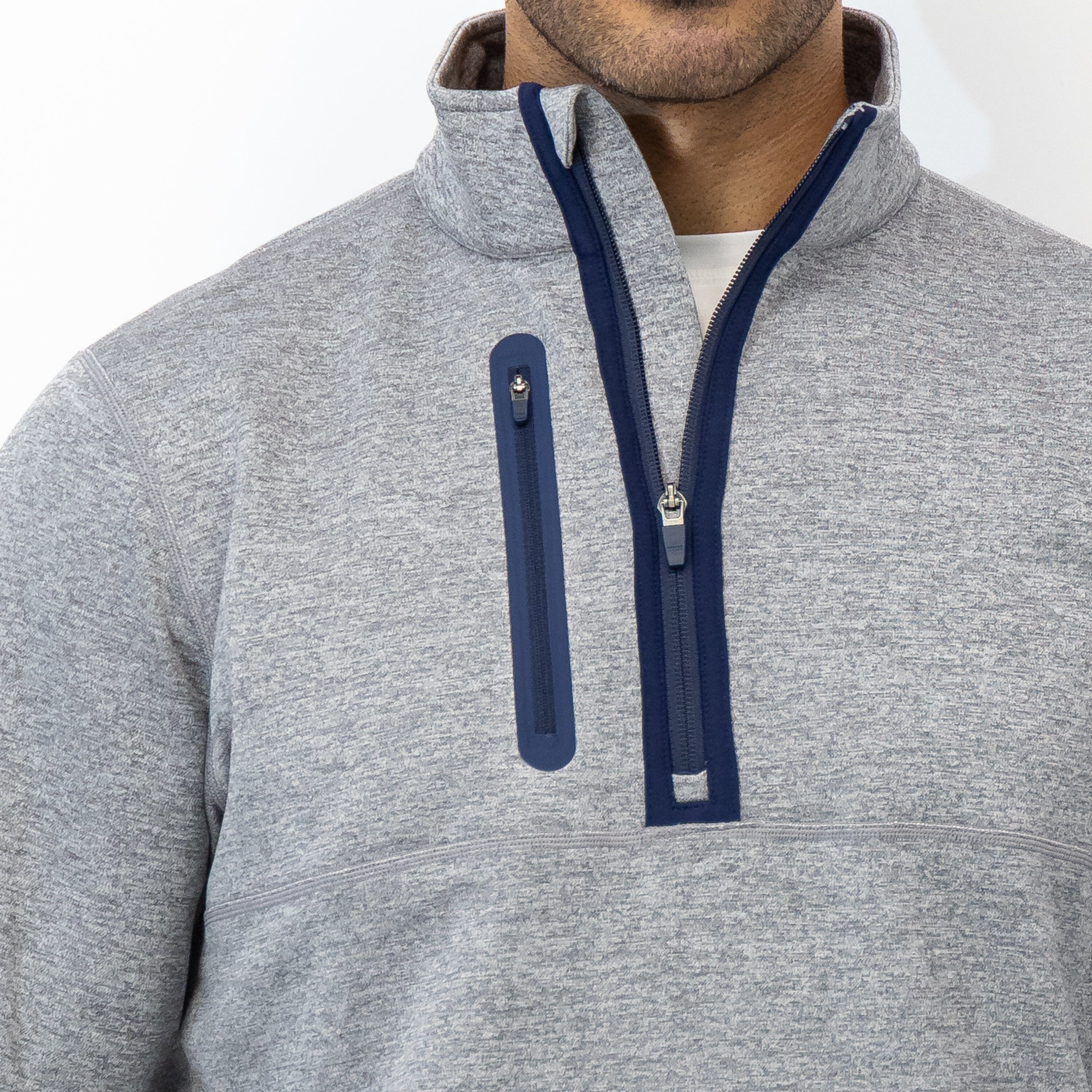 Knoll Performance Half-Zip | Heather - Boulder Grey/White - Image 4