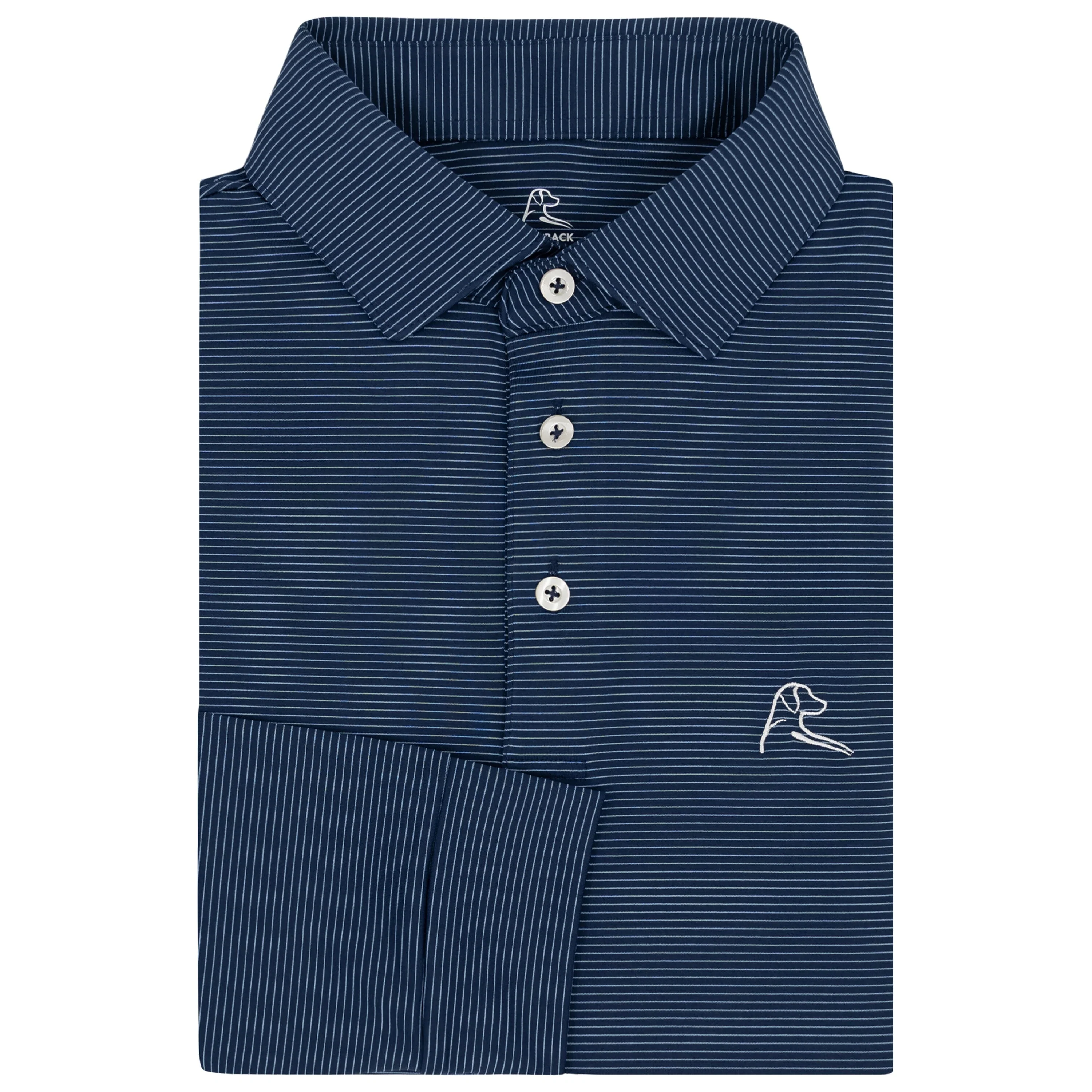 The Shell Stripe | Long Sleeve Performance Polo | The Shell Stripe - Fleet Navy/Potomac Blue