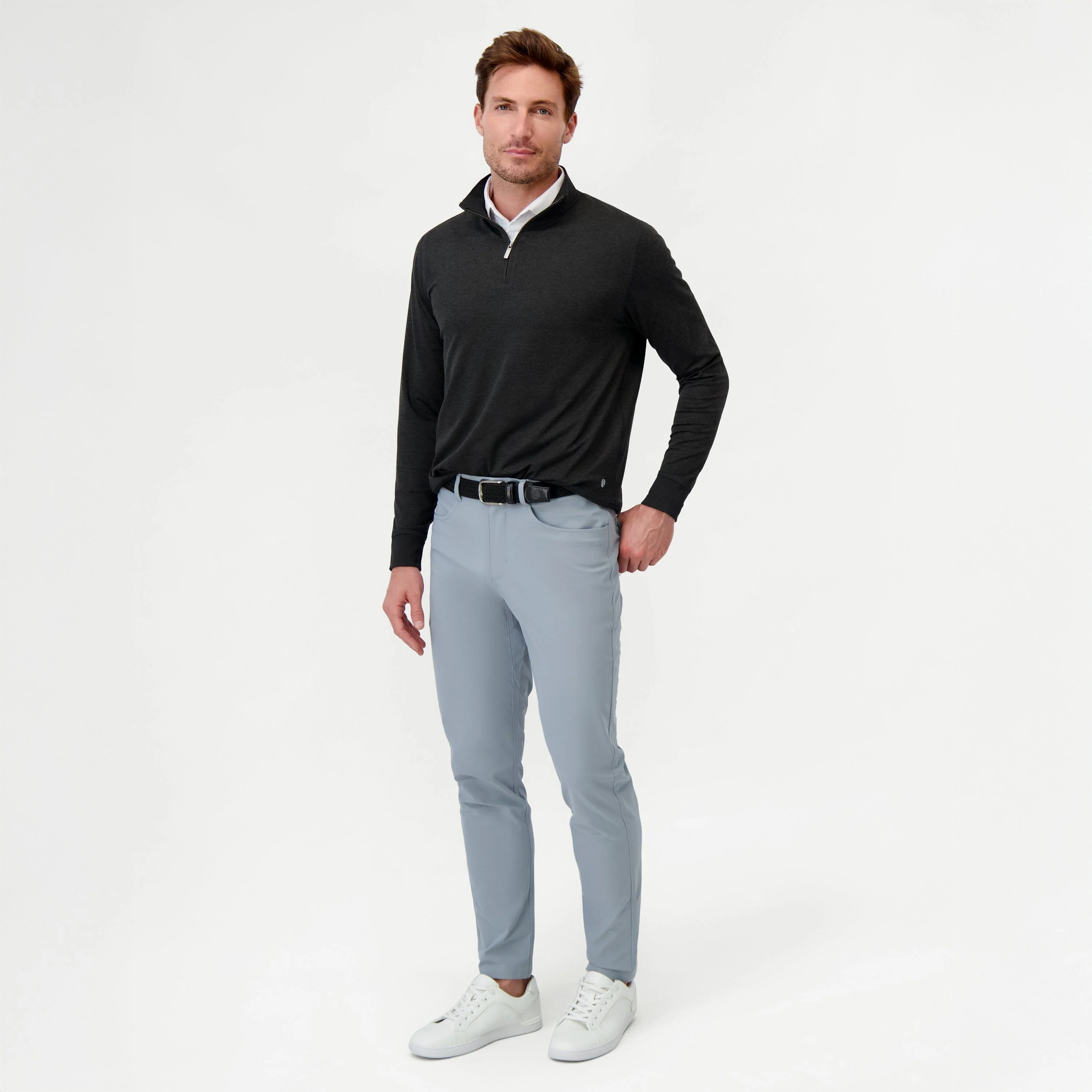 Pace Q-Zip Pullover | Heather - Nightfall/Panther Black - Image 4