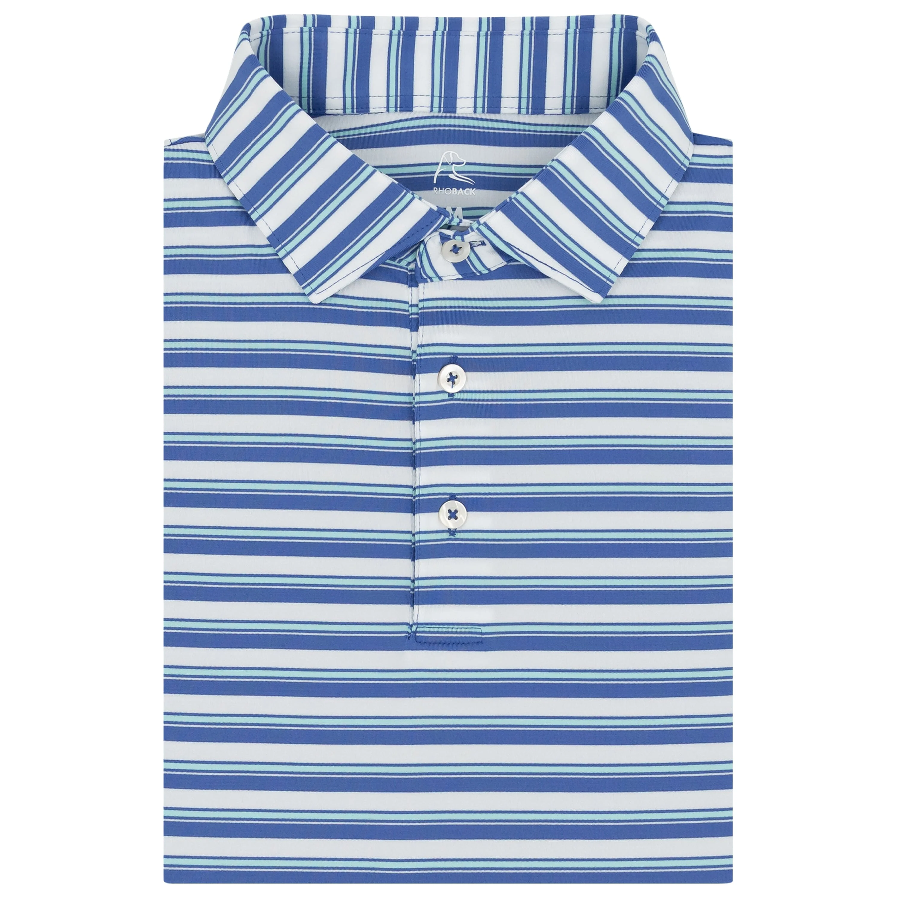 The Belmont Stripe | Performance Polo | The Belmont Stripe - Bunker Blue/White/Antigua Green