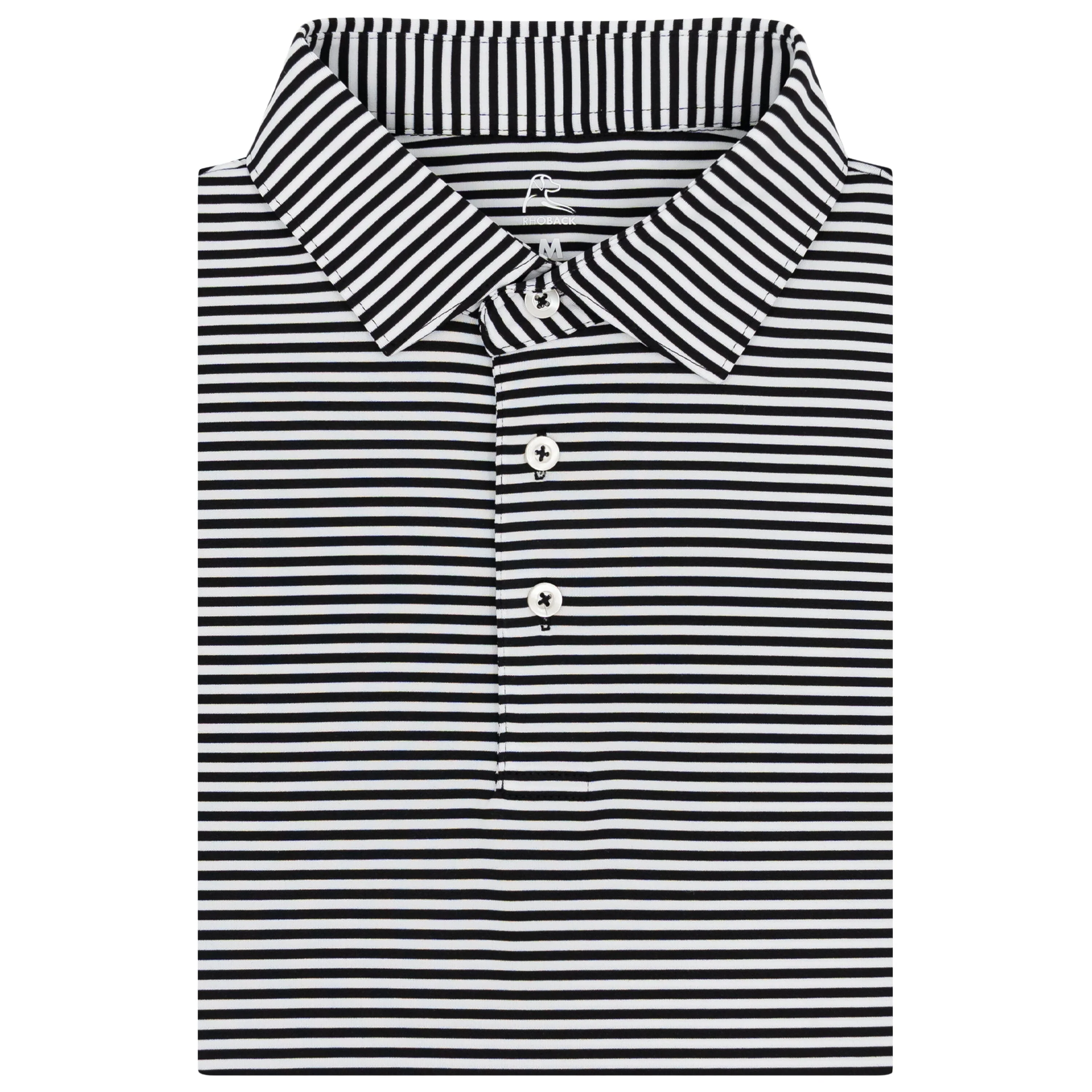 The Birdie Stripe | Performance Polo | The Birdie Stripe - Midnight Black/White
